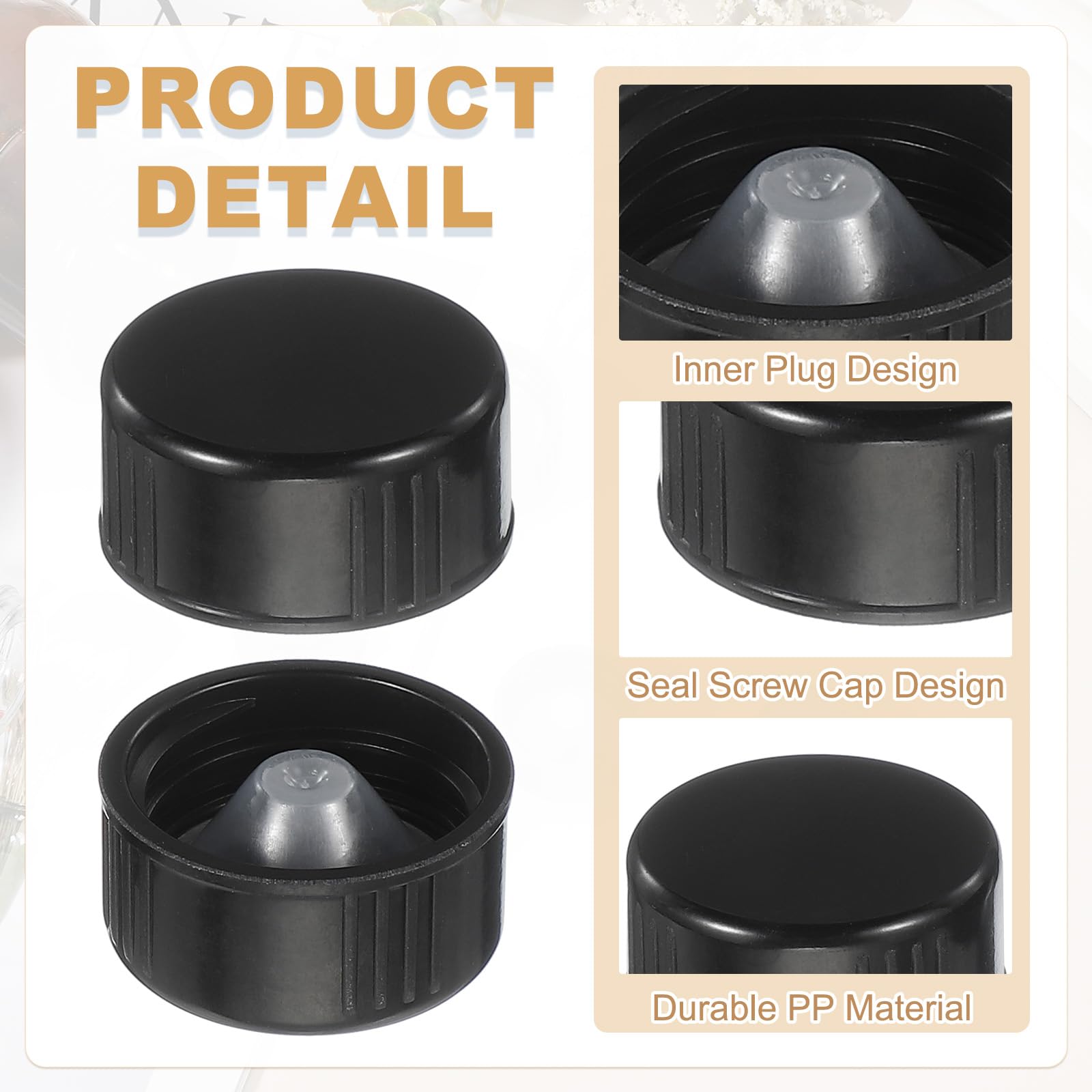 sourcing map 16 tappi a vite in resina fenolica, 22 mm, tappi di ricambio in plastica per bottiglie di prodotti chimici, alimenti, cosmetici, colore nero