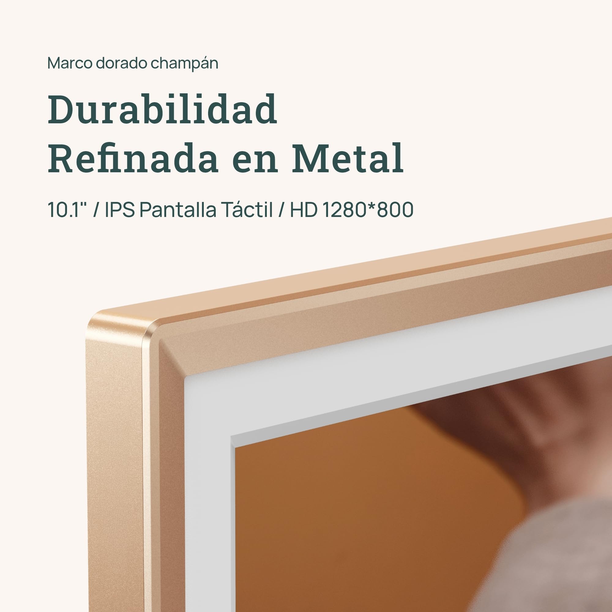 ARZOPA Marco de Fotos Digital 10.1" Nube Ilimitada Gratis HD IPS Pantalla Táctil Marco Digital de Metal Comparte Fotos Videos a Distancia Via App Marco Personalizado Regalar - D10 Gold