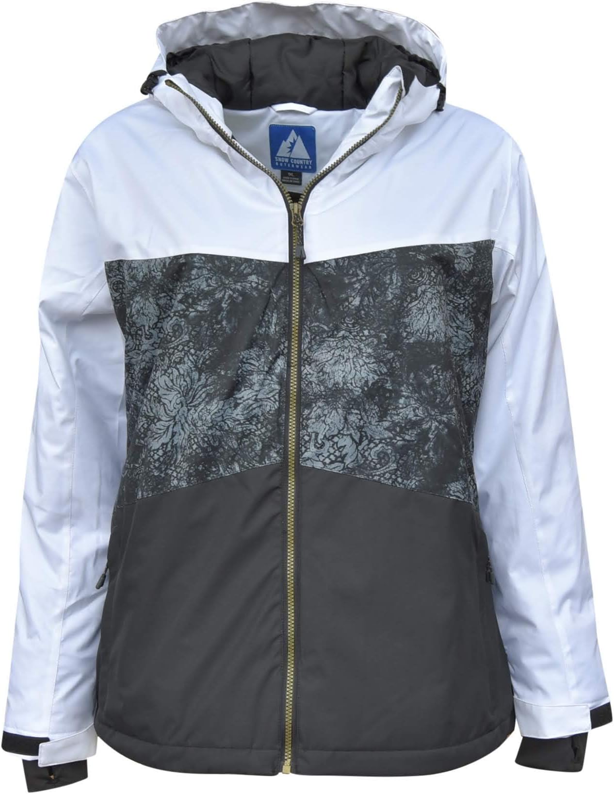 Snow Country Outerwear Women's Plus Size Vibe Ski Coat Jacket (3X (24), Black White)