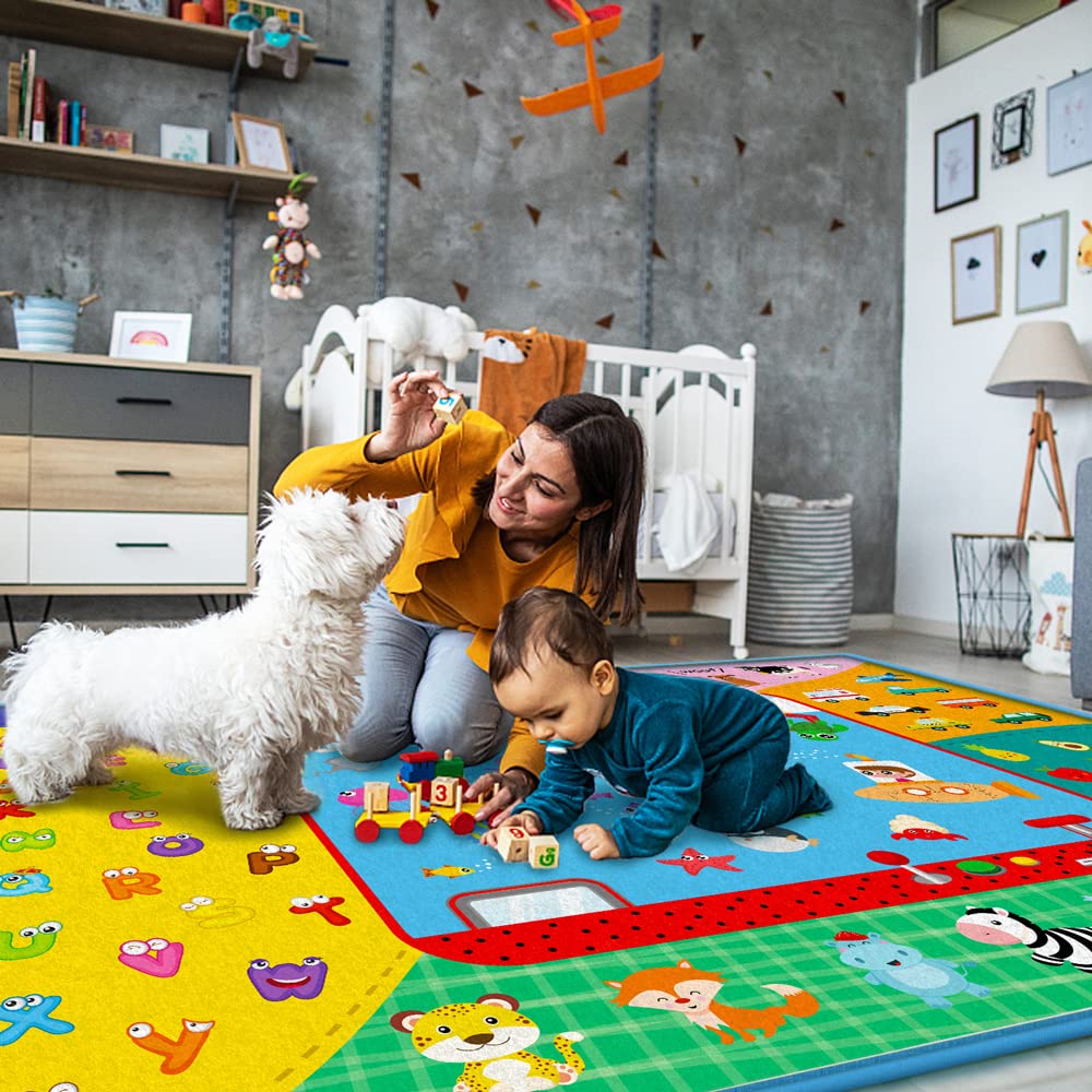 Tapete para gatear bebé, tapete de juego para bebé para piso, tapete educativo grande de algodón para el tiempo boca abajo, plegable, antideslizante, súper suave, tapete de juego acolchado para bebé, 8