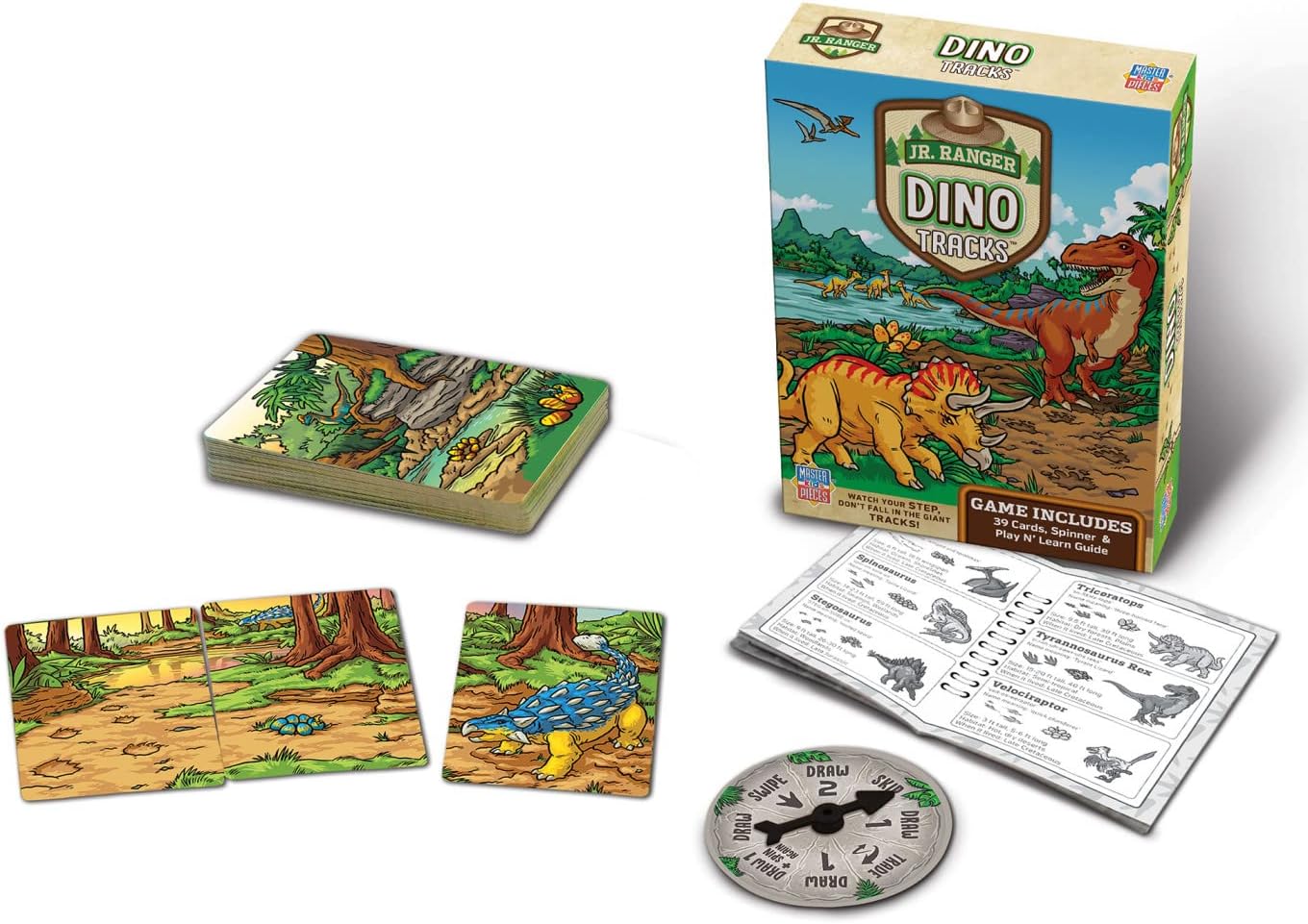 MasterPieces Licensed Kids Game - Jr Ranger - Dino Tracks Card Game for Family, Laugh and Learn