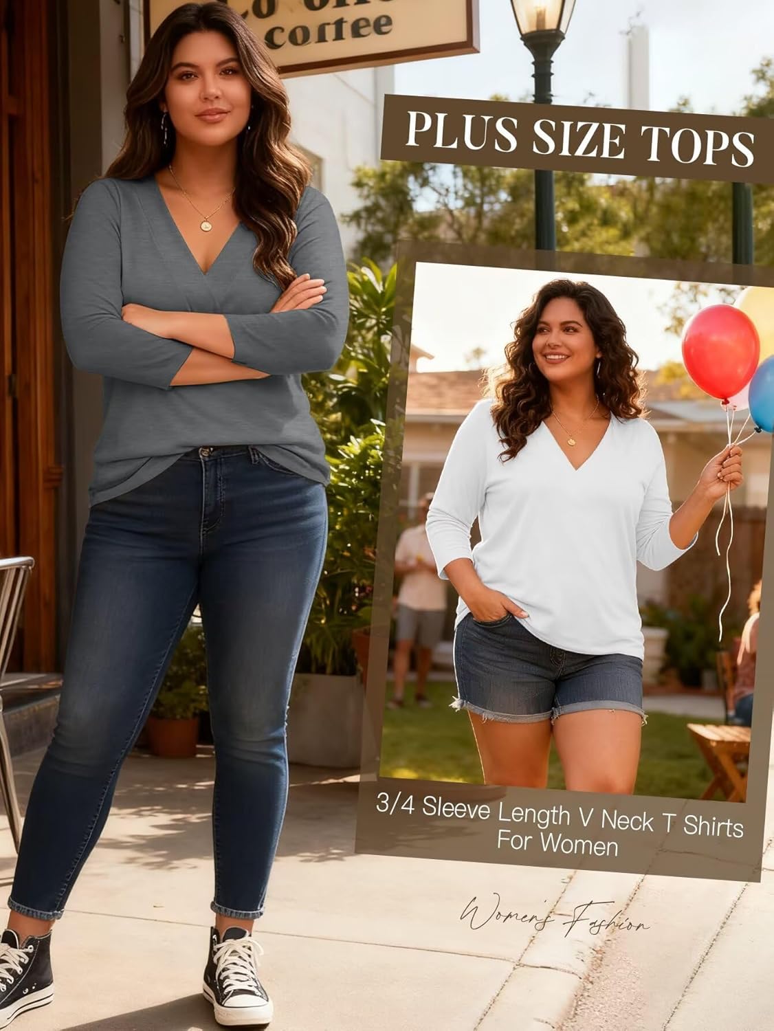 Bliwov 3 Pack Womens Summer Tops V Neck 3/4 Sleeve Loose Tshirts Business Casual Beach Trendy Blouses Spring Clothes Outfit - Image 3