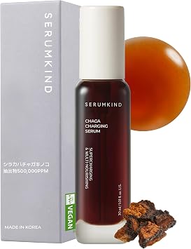 SERUMKIND Chaga Mushroom Brown Serum, 1.0 fl oz 30 ml, Pyramid Birch, Chaga Mushroom Extract, 500,000 PPM, High Moisturizing, High Nutrition, Dry Skin Care, Beauty Serum
