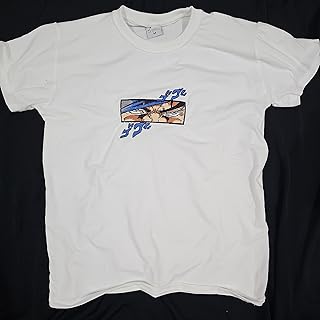 تي شيرت بقلنسوة مطرز بعين جوتارو كوجو من انيمي ياباني جوجو بيزار ادفنتشر مقاس XL ، هودي ابيض للبالغين من الجنسين