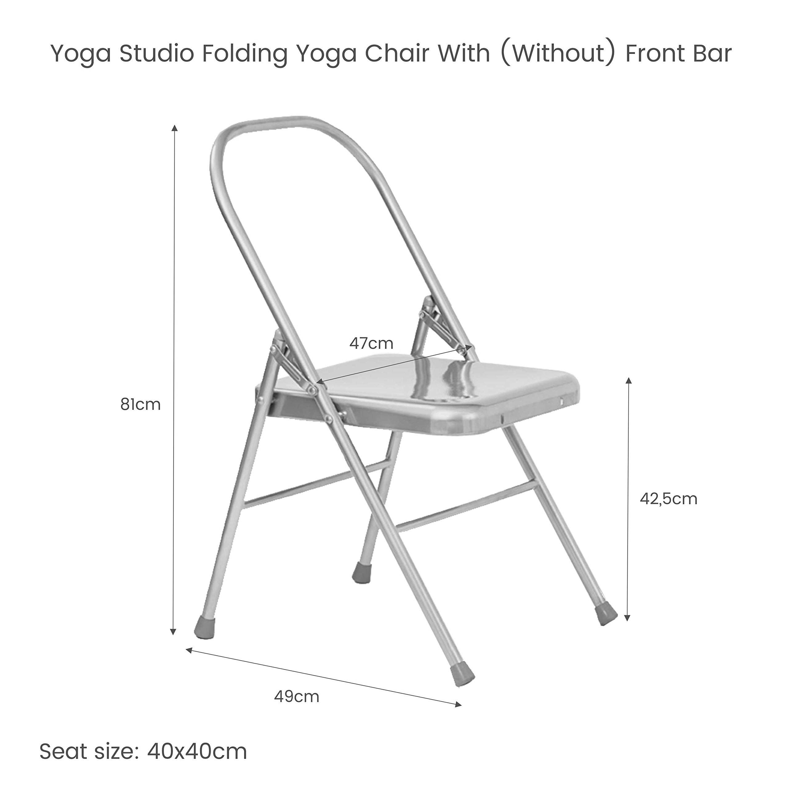 Yoga Studio YS/Folding/Chair/NoFBar, Sedia da Yoga Pieghevole Senza Barra Anteriore, Dimensioni: 47 x 49 x 81 cm Unisex-Adulto, Argento, Standard