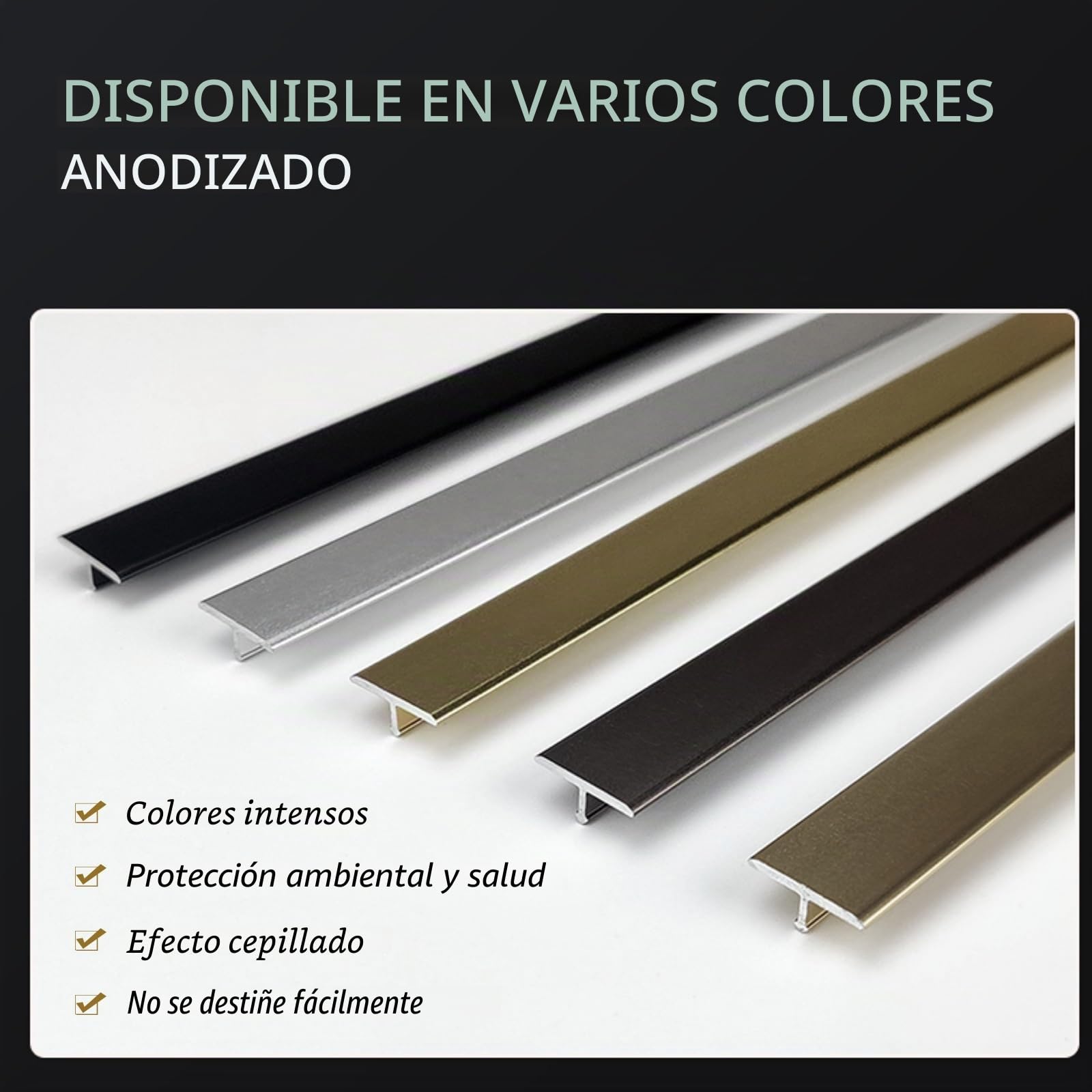 3 Piezas De Tira De Transición Para Piso De Madera, Perfil En T De 90cm, Ángulo Ajustable, Kit De Moldura Para Borde De Puertas Y Suelos, Fácil Instalación, Perfil De Aluminio(Gold,Breite 6mm)