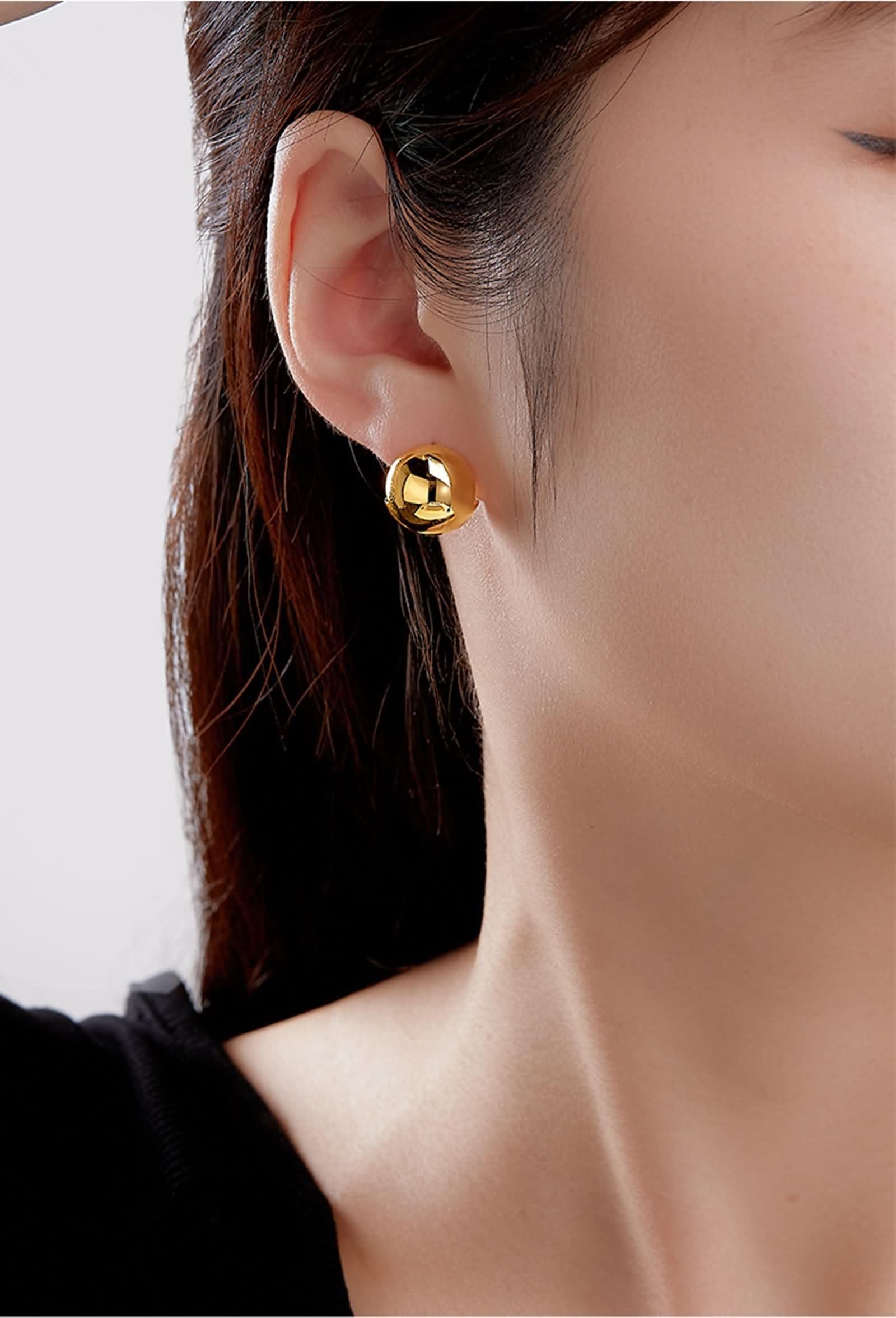 KnSam Pendientes de aro de oro amarillo 750 para mujer, tamaño doble, tamaño pequeño, oro de 18 quilates