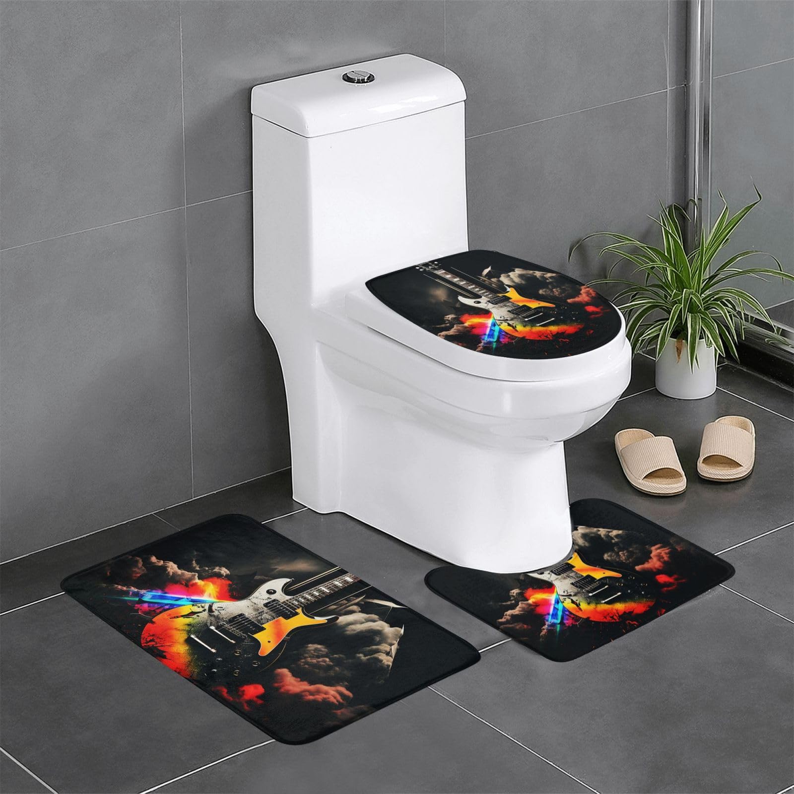Tapis de bain doux lot de 3 avec contour U et tapis pour abattant