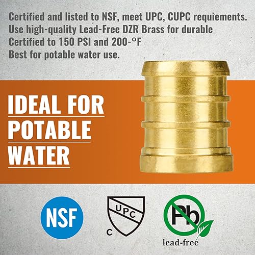 Miniatura 75 de SUNGATOR Paquete de 2 codos de oreja Pex de 1/2 pulgada, sin plomo de latón, accesorios Pex de 1/2 pulgada, certificado NSF