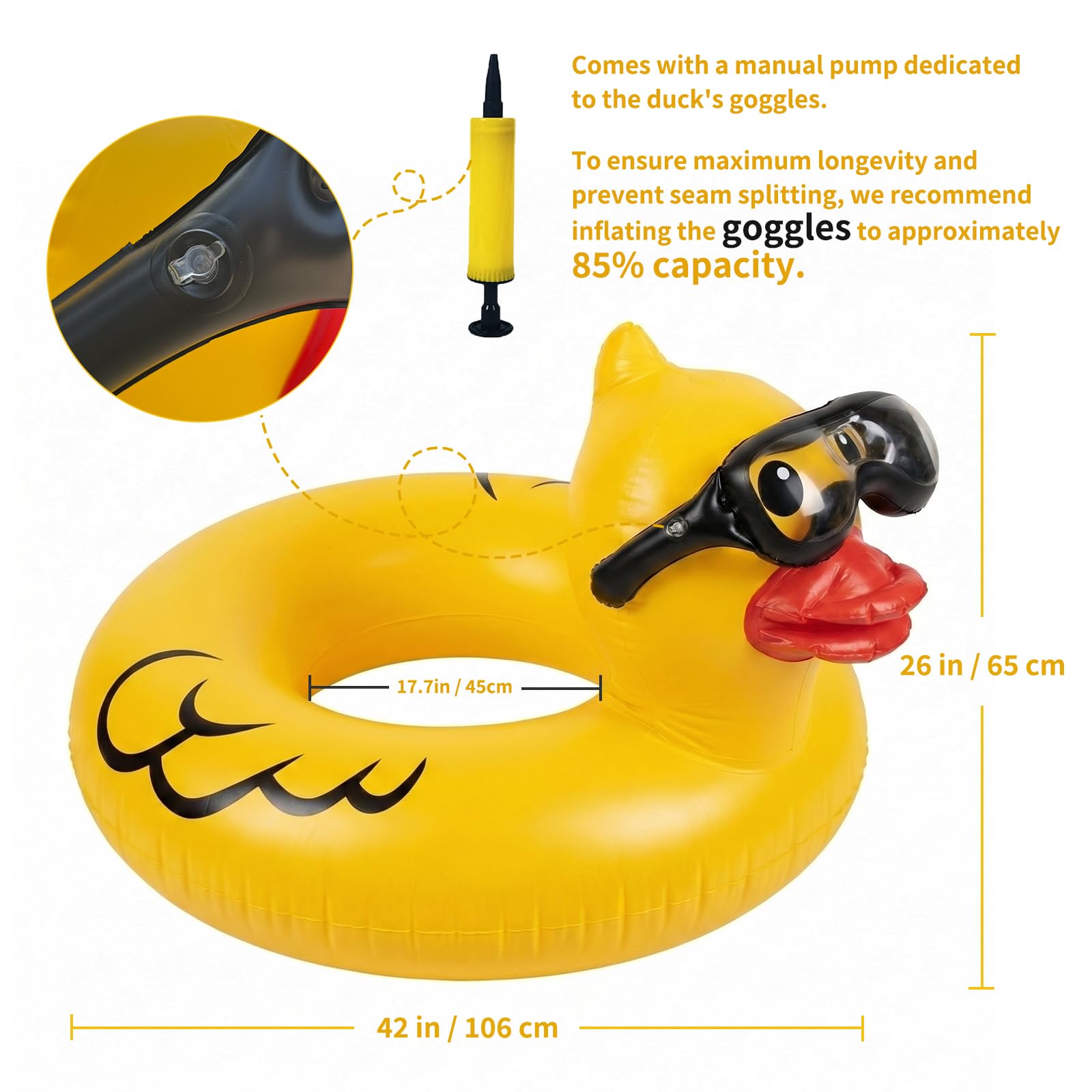 Float Joy Gonfiabili Piscina Adulti Ciambella Gonfiabile Mare Anatra Tubo Galleggiante Piscina 106cm