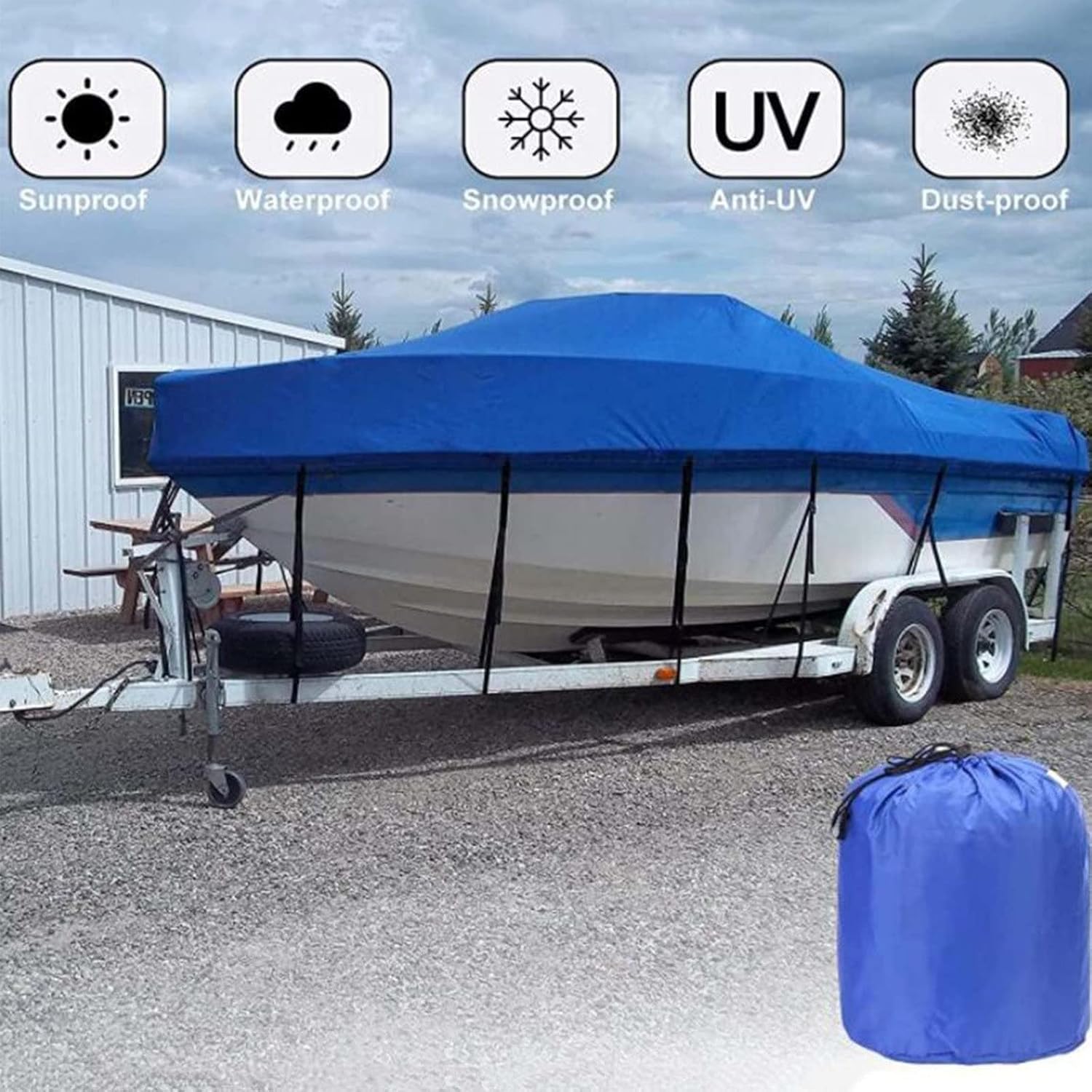 トレーラーブルボートカバー600Dマリングレードpuライニング防水17~19ft トレーラーブルボートカバー600Dマリングレードpuライニング防水17~19ft
