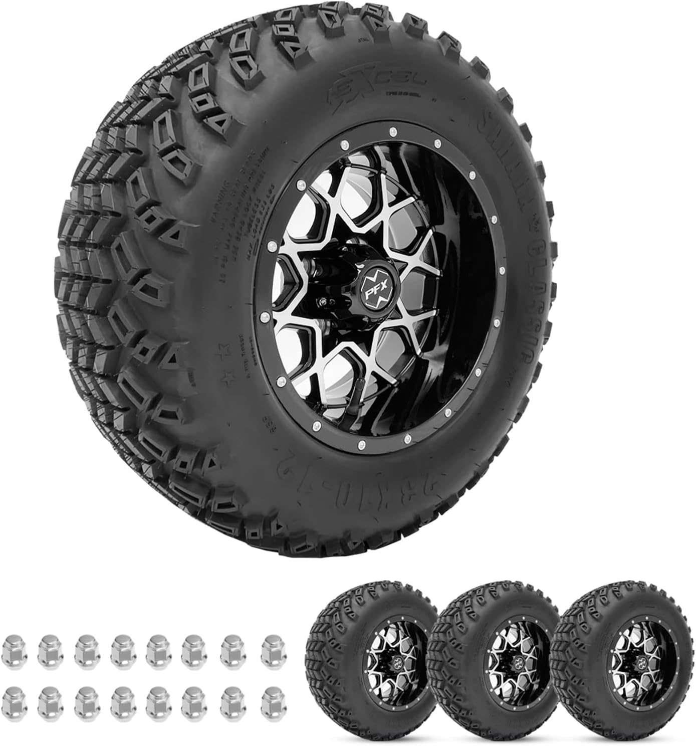 ProFormX Chaos 12" Golf Cart Wheels and Tires Combo Package