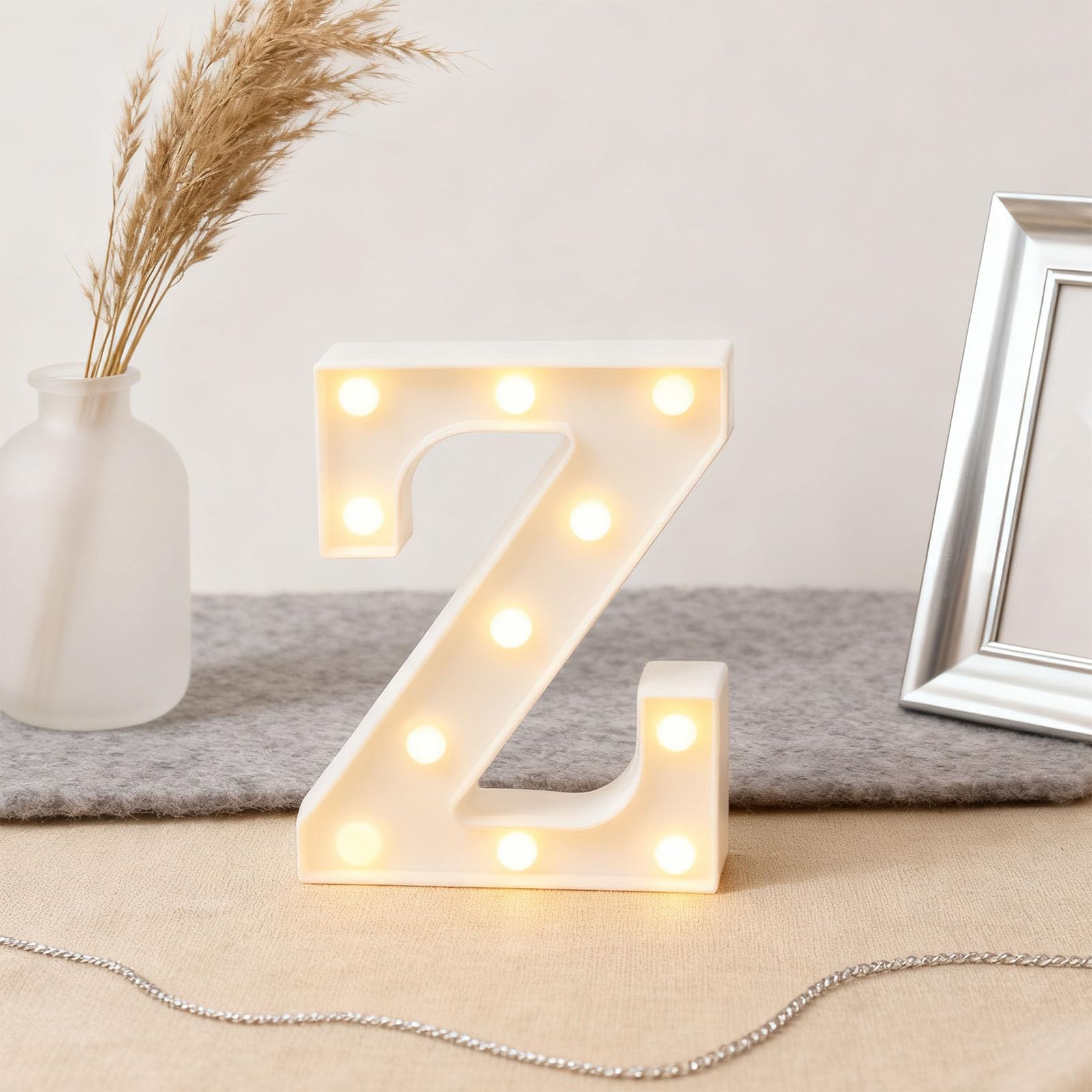 Letter Z Sign Lights Battery Powered Decoration Table Lamp Warm White LED Night Light for Study Desk Decoration, Meditation Space, Shop Background Decor(Letter Z) 6.05"*8.86"*1.63" — image 1