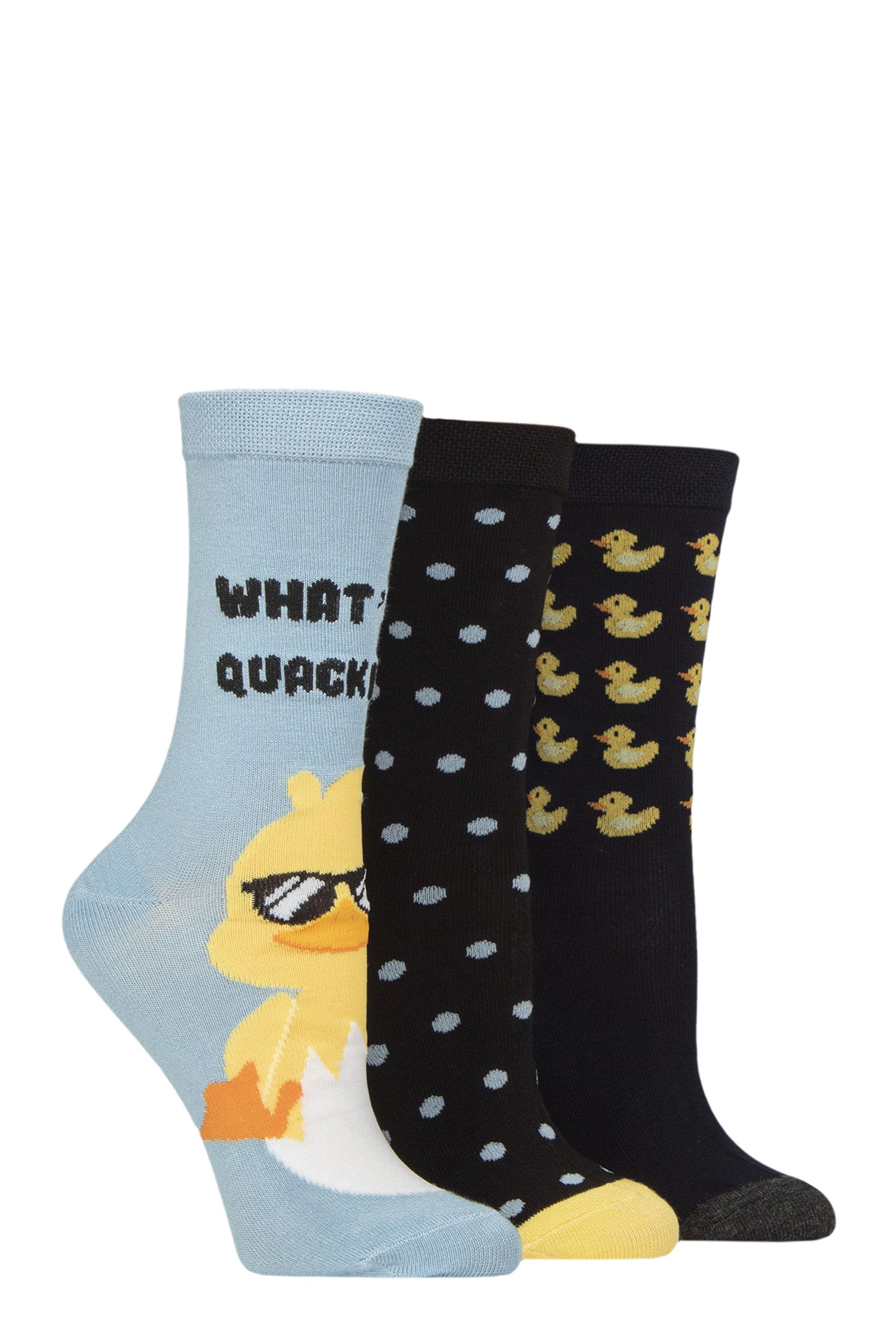 Sockshop Women's What's Quackin' Lazy Panda Socks - Novelty, Fun, Bright, Patterned, Animals, Soft & Breathable Bamboo In Size 4-8 Multipack Of 3 (Uk, Numeric, 4, 8, Regular, Regular, )
