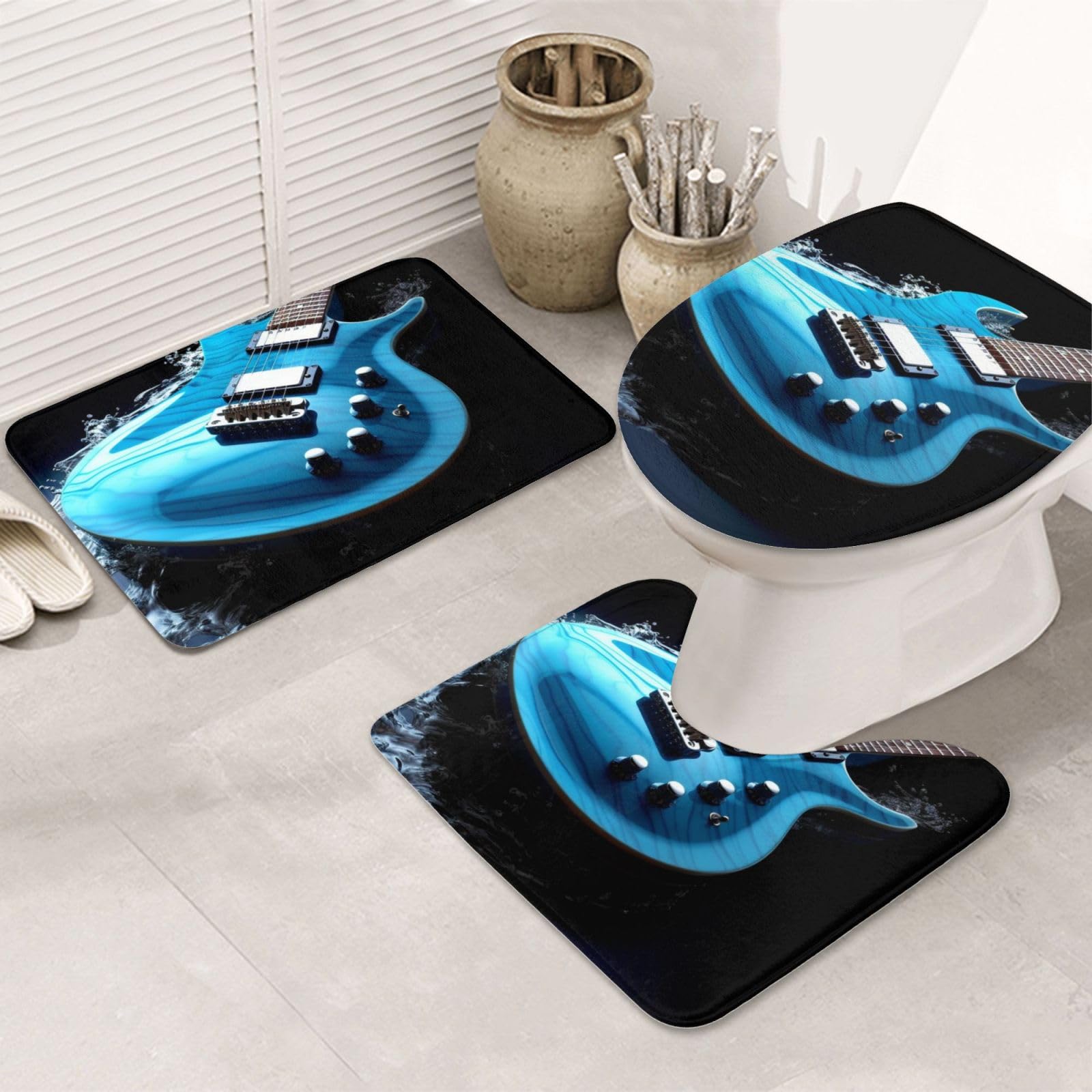 Tapis de salle de bain pour une décoration musicale et moderne en flanelle
