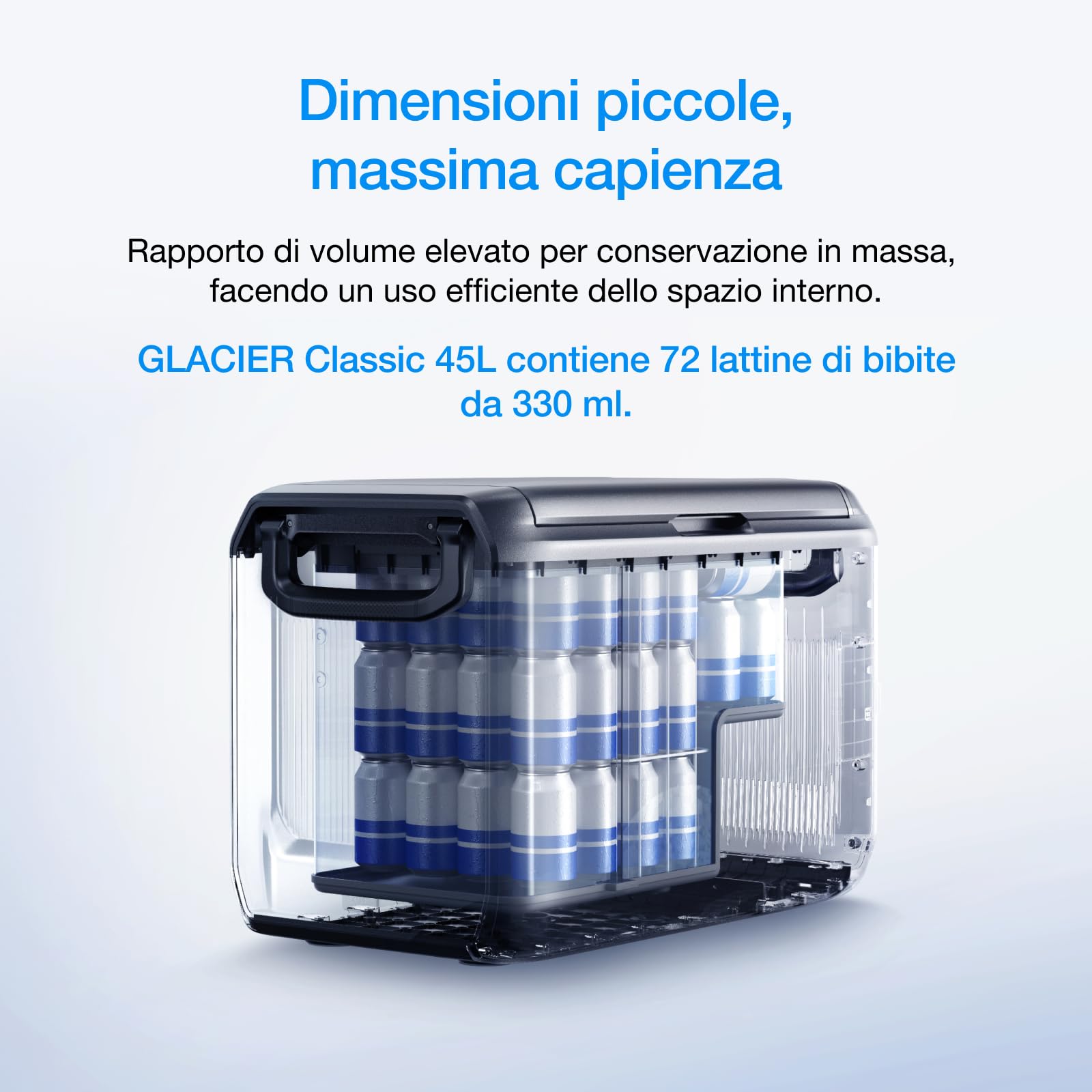 EF ECOFLOW GLACIER Classic 45L Frigorifero congelatore Portatile con Batteria da 298 Wh, Cooler 2 Zone, per Auto Raffreddamento Autonomo 39 h, Campeggio Viaggi Pesca e Off-grid