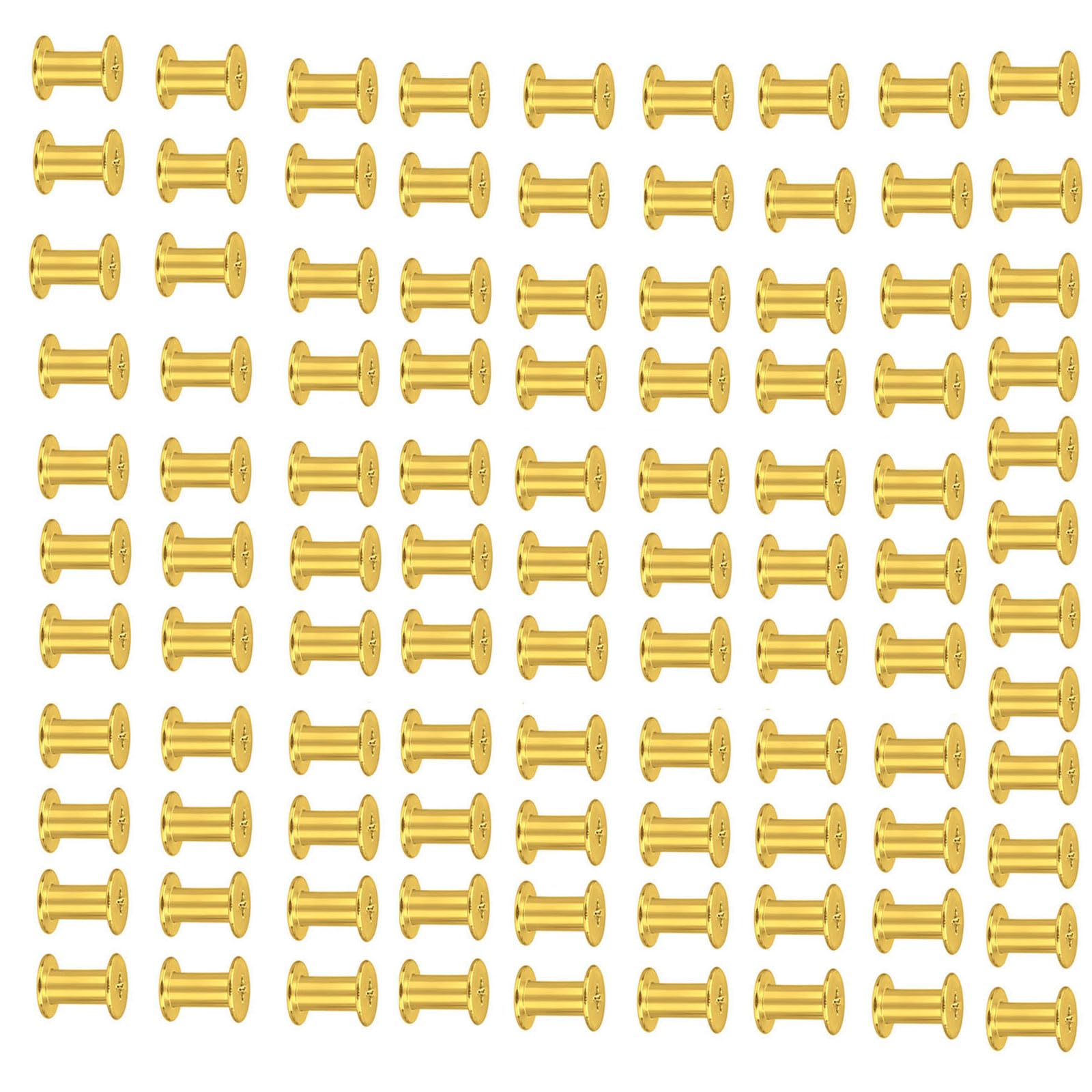 Tsophreniq 100Pieces Metal Binding Rivets Nut Flat Thread Nutserts for Paper Document Organizing Supplies Split for Document Binding