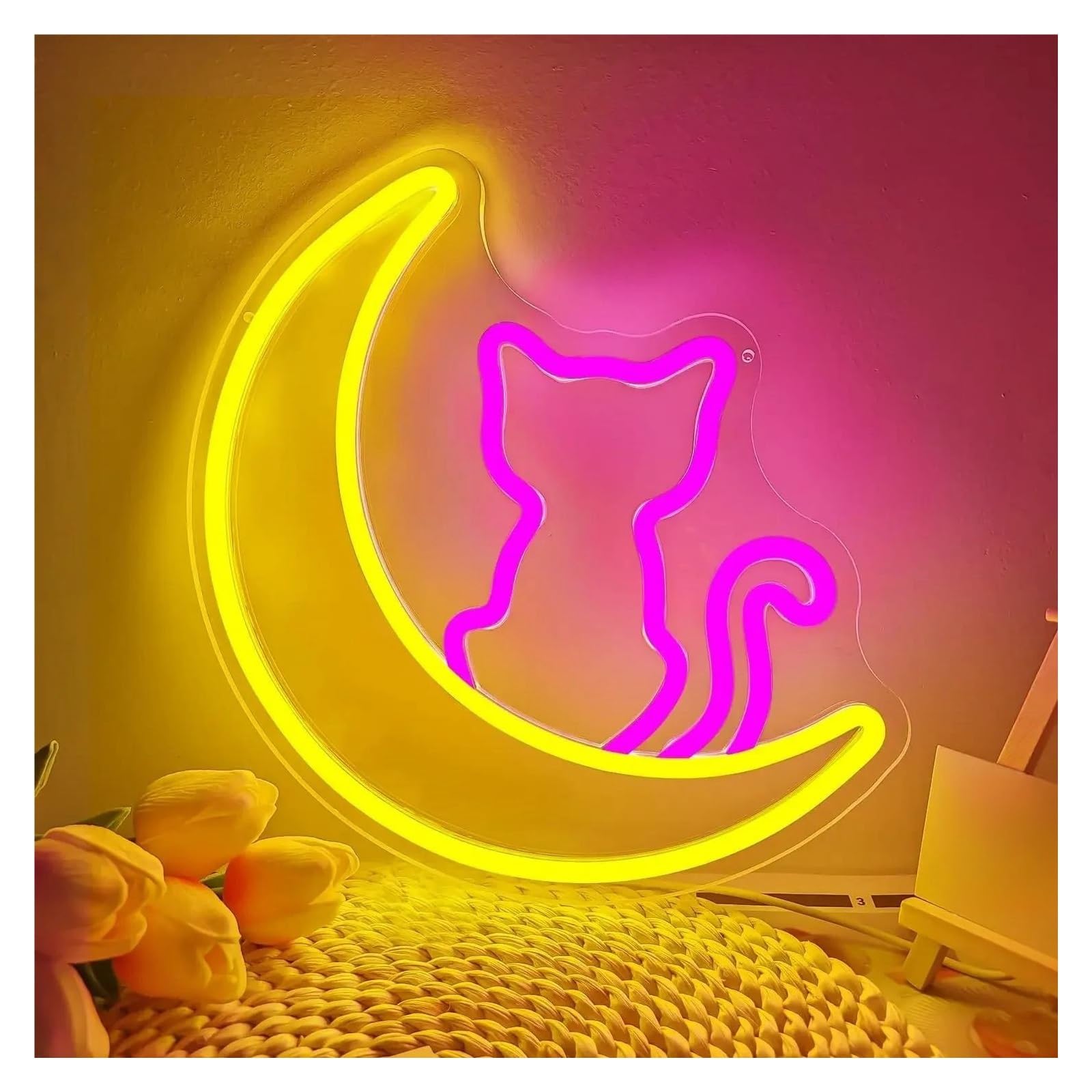 Decoración Lámparas Letrero De Neón Con Forma De Gato, Luz Alimentada Por USB Para Habitación De Niños, Dormitorio, Sala De Estar, Decoración De Pared Para Fiestas