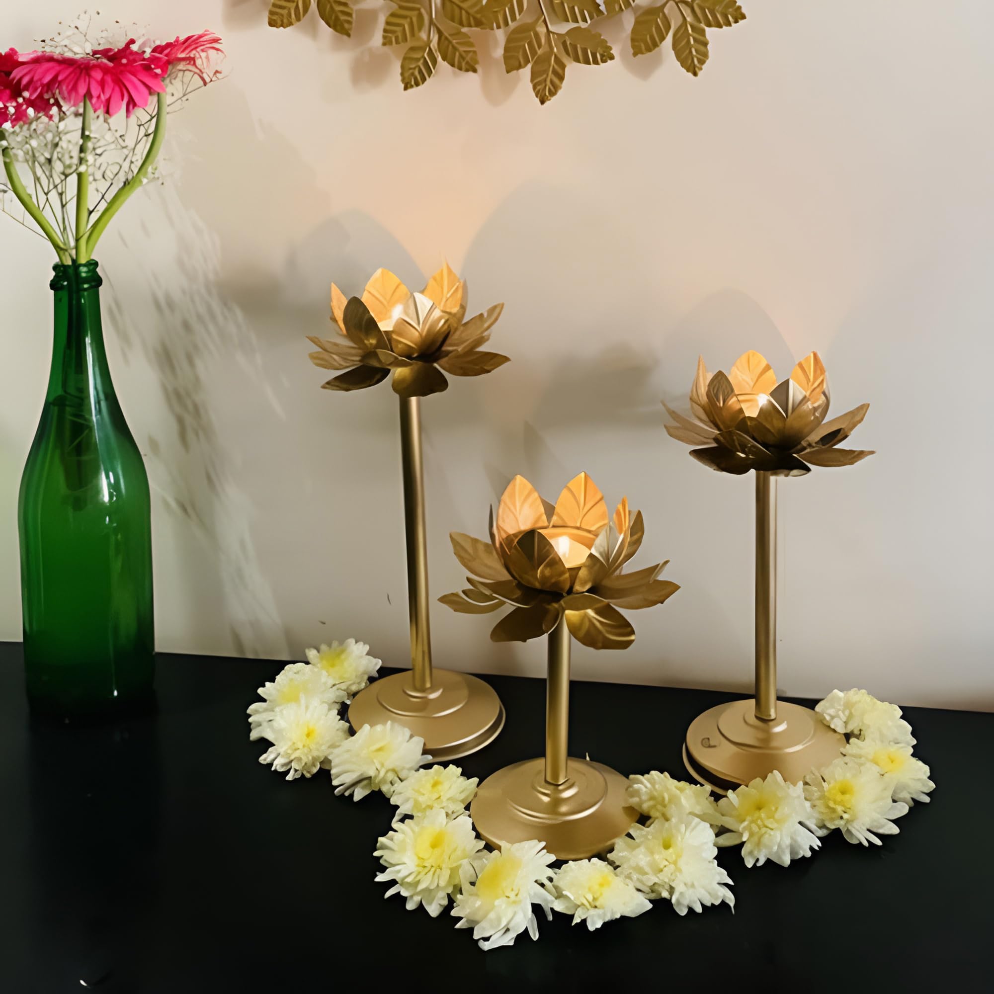 Easyera Iron Lotus Golden Tealight Candle Holder Shaped Stand, Set of 3 Home Decoration, Diwali,Ganesh Chaturthi, Festival Occasions Size 12,10,8 Inch (B0D9YJKXWW) Amazon Price History, Amazon Price Tracker