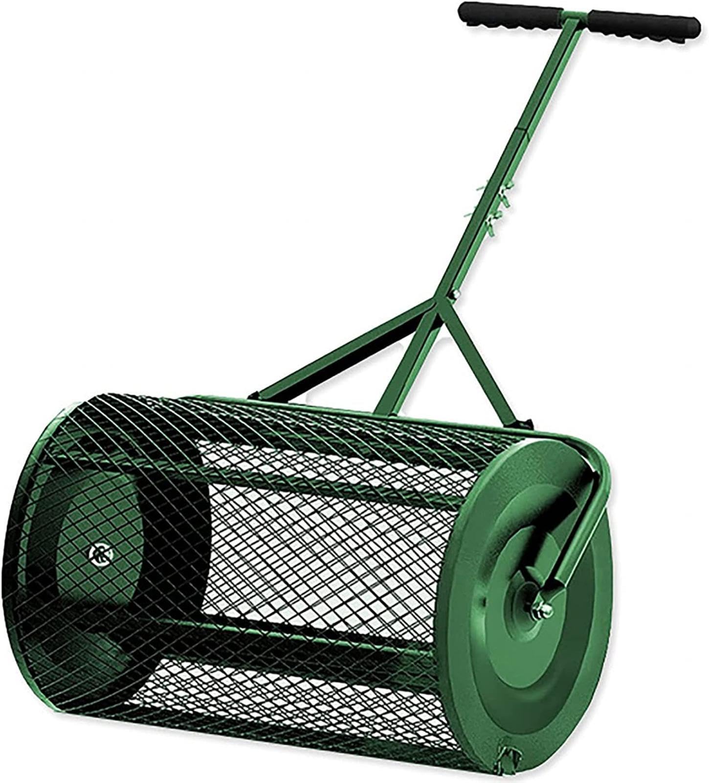Esparcidor de compost, mango en forma de T, malla metálica ligera y duradera para el cuidado del césped y el jardín, ideal para plantar y sembrar