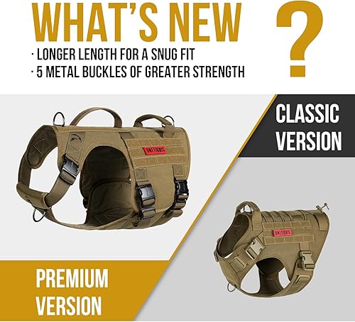 Miniatura 2 de OneTigris Arnés táctico de metal completo con hebilla para perros grandes chaleco sin tirones con paneles de gancho y bucle chaleco militar