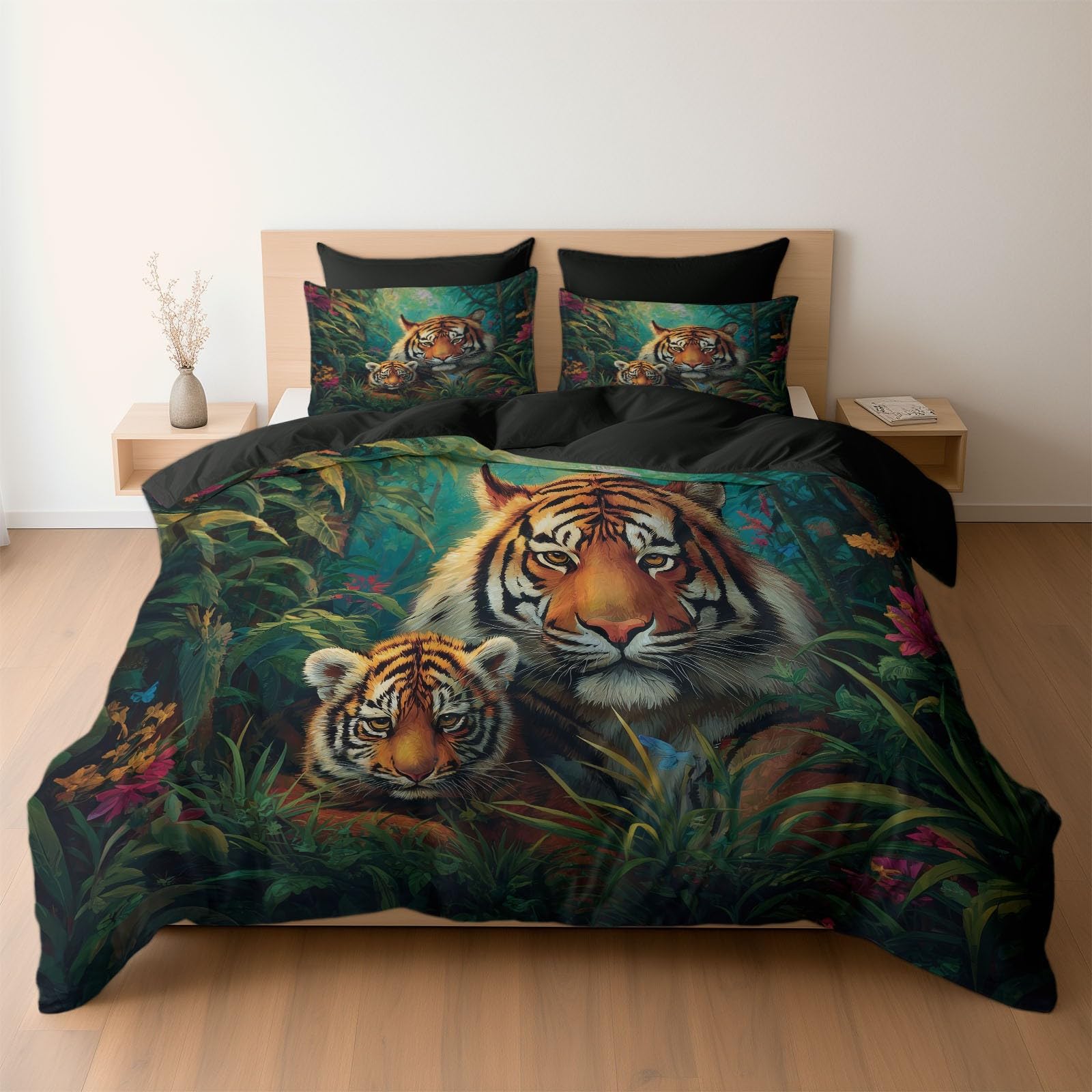 Housse de couette respirante tigre avec fermeture éclair pratique