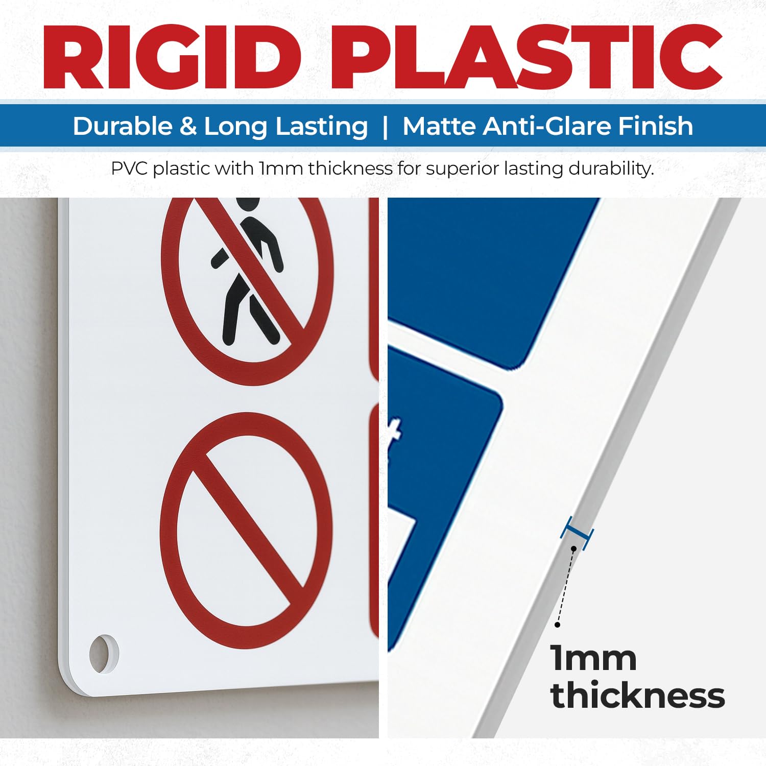 Lot de 3/5/10 panneaux en plastique rigide de 20 x 30 cm - Panneau de sortie de secours autocollant et trous pré-percés - Panneau d'évacuation de sécurité en plastique de 1 mm d'épaisseur (10)