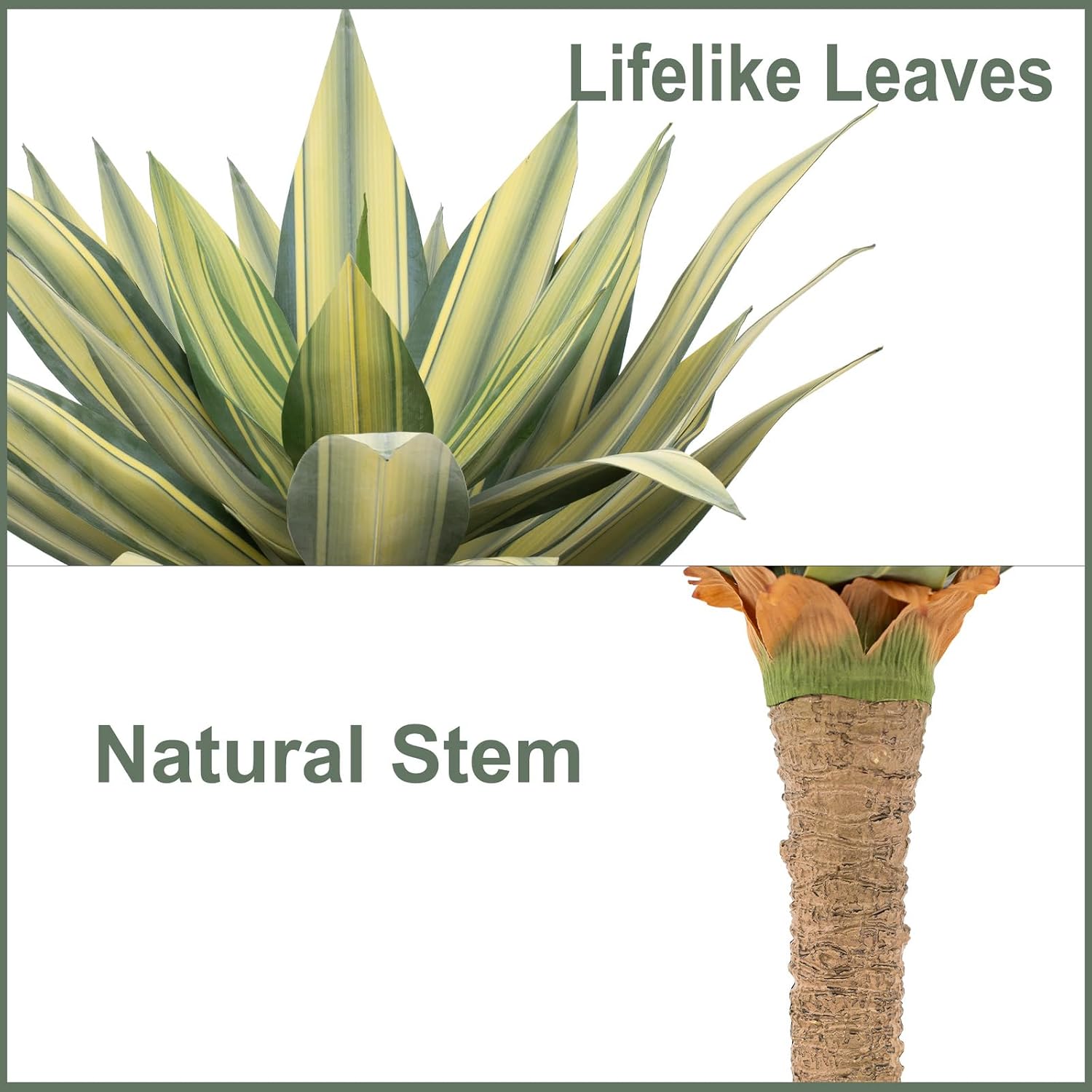 Artificial Agave Plant Outdoor 22” Tall, Large UV Resistant Fake Agave Plants with 23 Pre-Dusted Leaves, Faux Succulents Plant for Home Front Porch Patio Garden Yard Indoor Decor 2Pack