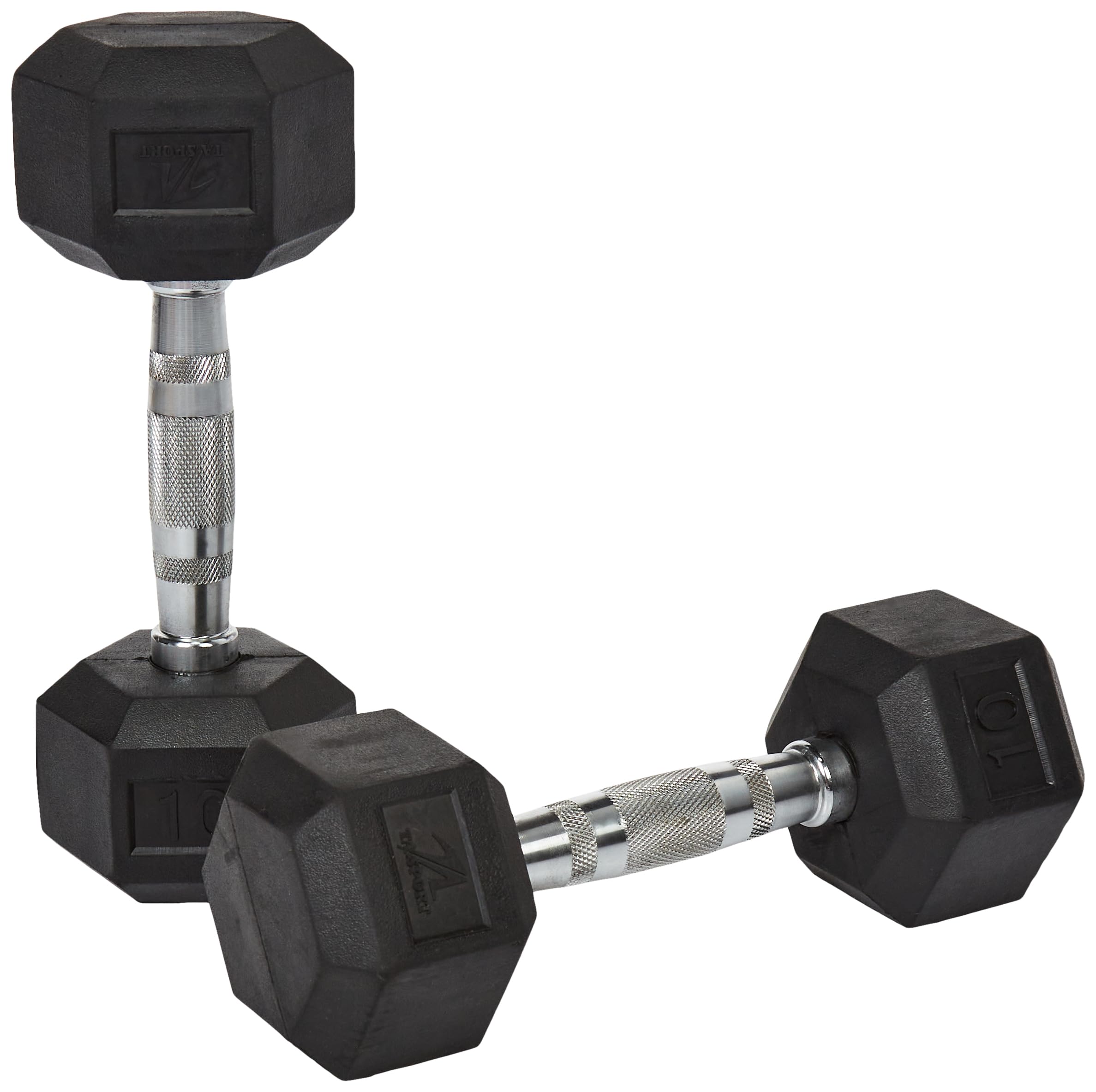 TA DB6101 10 lb Rubber Hexagonal Dumbbell with Logo