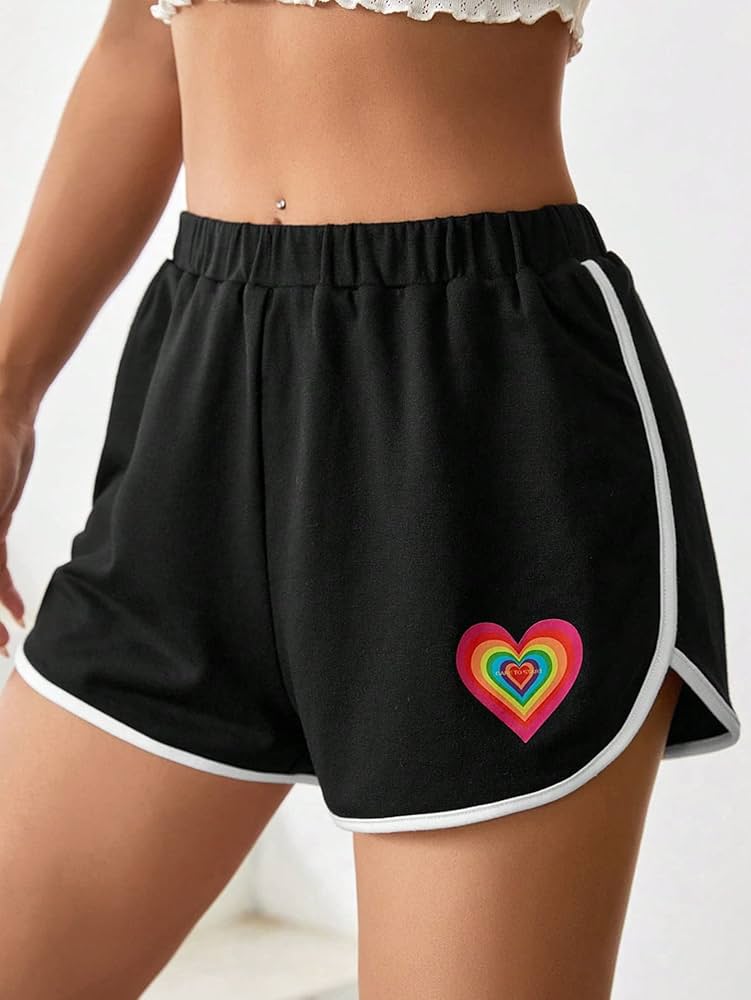 Amazon.co.jp: 女性のショーツ ハートプリント コントラスト