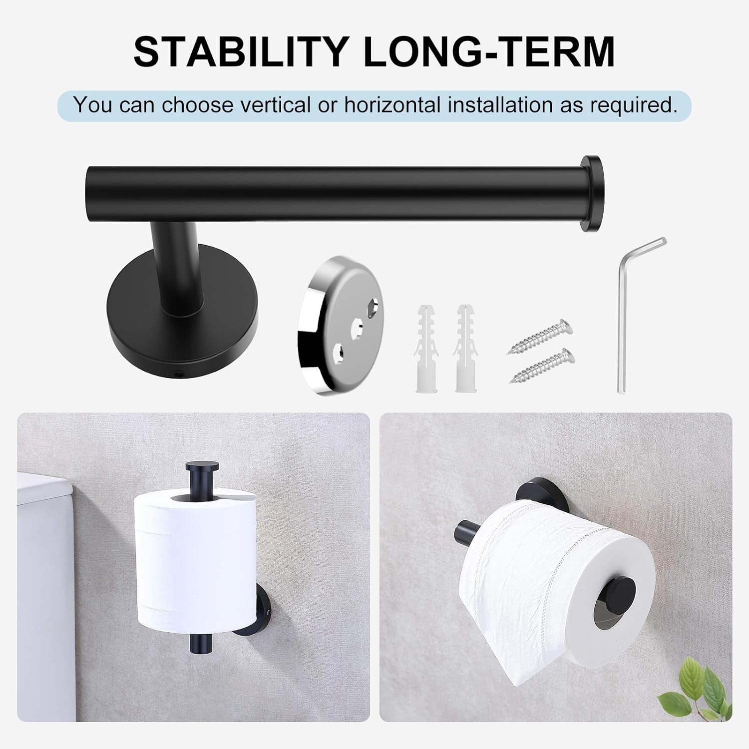 SetSail Towel Holder for Bathroom Wall Matte Black Stainless Steel Bathroom Accessories Set Includes Towel Ring and Toilet Paper Holder, Drill Hole
