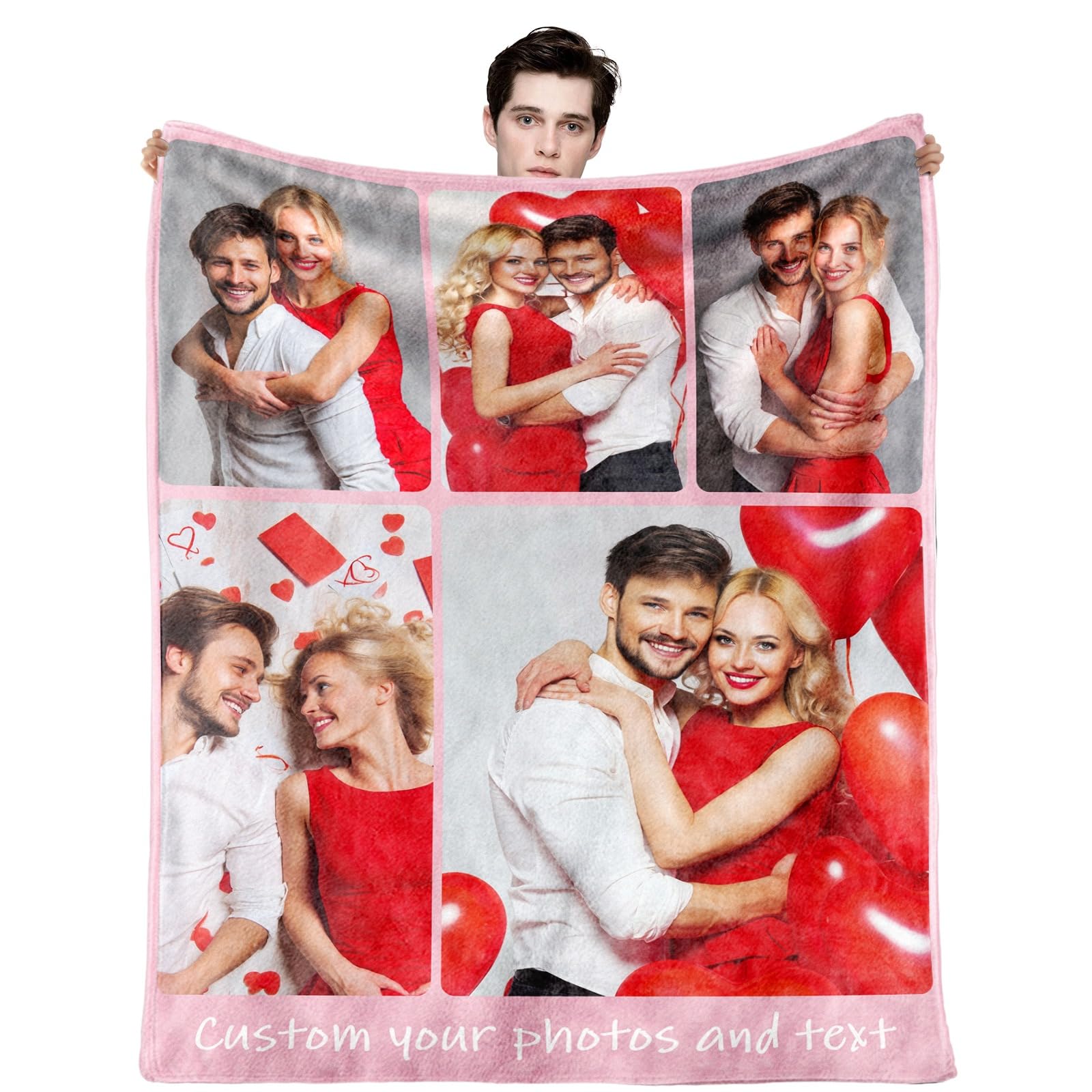 Sleeleece Personalised Blanket with Photo and Text,Customised Blanket for Women Men Her Him Mum Dad,Custom blankets,Photo blankets,Custom Gifts for Valentines Day Birthday Couples Friends