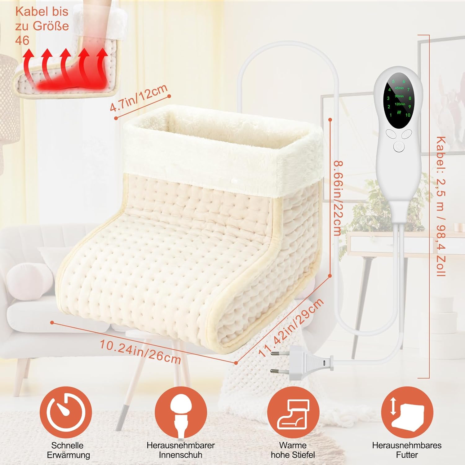 Vedere detaliată a încălzitorului de picioare