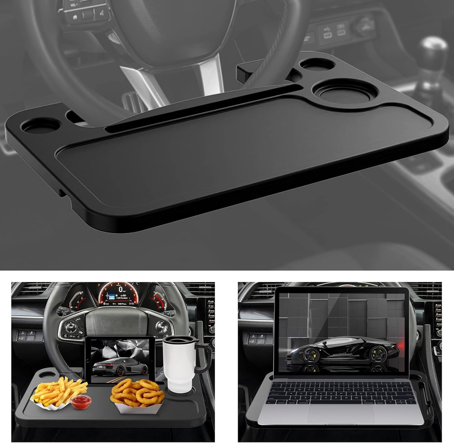 CarFrill Steering Wheel Car Tray Table - Travel, Meal or Workstation, for Car, Truck, SUV, Van - Automotive Accessories, Car Essentials, Universal Fit, 1 Piece (B0CLJBZ1DN) Amazon Price History, Amazon Price Tracker