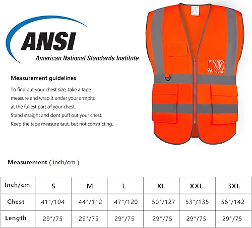 Miniatura 3 de VICRR Chaleco de seguridad de alta visibilidad con bolsillos de tiras reflectantes, chaleco de trabajo para hombres y mujeres