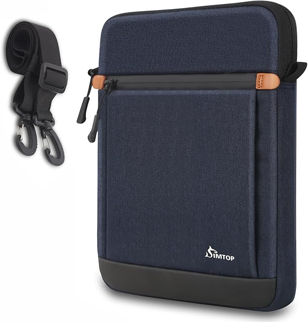 SIMTOP Tablet Sleeve Bag 11inch,ipad air 2022,ipad carrying case with Shoulder Strap, ipad accessories Briefcase bags Waterproof Microsoft Surface Go ipad bags for men(Blue)