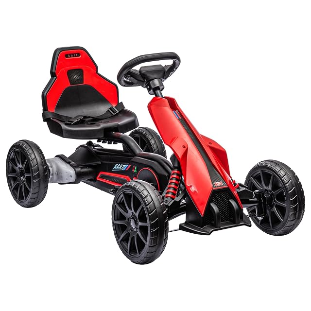 HOMCOM Go Kart Coche Eléctrico para Niños 3-8 Años 12V 100x58x58,5 cm Rojo