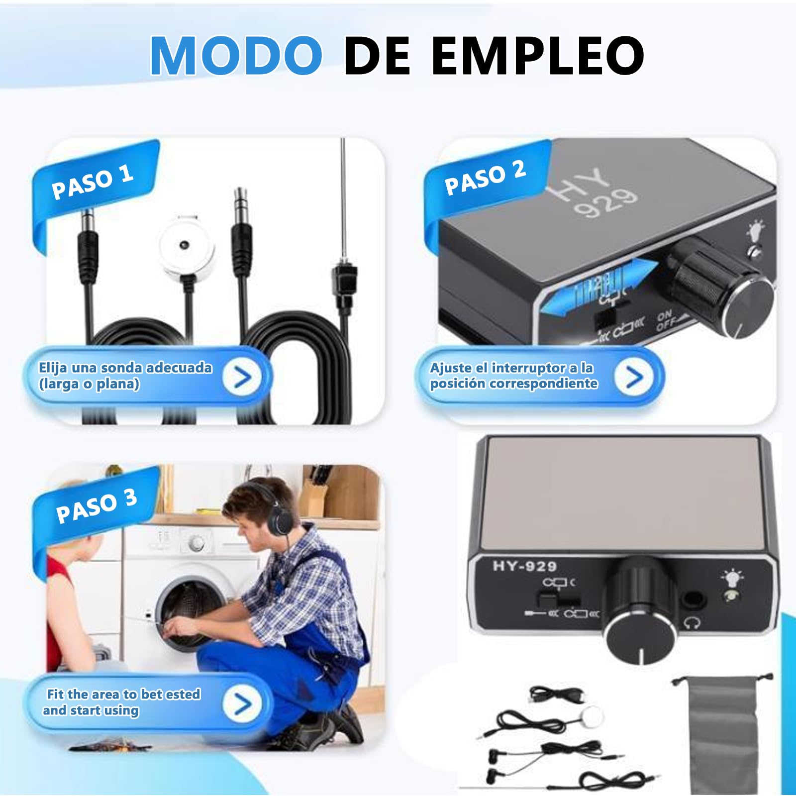 Detector De Fugas De Agua, Detector De Fugas De TuberíA De Agua, 2000x Dispositivo De Escucha De Fugas De Tuberí As De Agua Amplificador De Sonido para DeteccióN De Fugas En TuberíAs De Agua