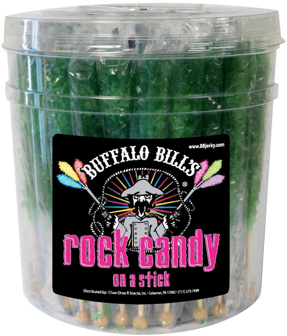 Buffalo Bills Apple (Dark Green) Rock Candy On A Stick (36-ct tub rock candy crystal sticks)