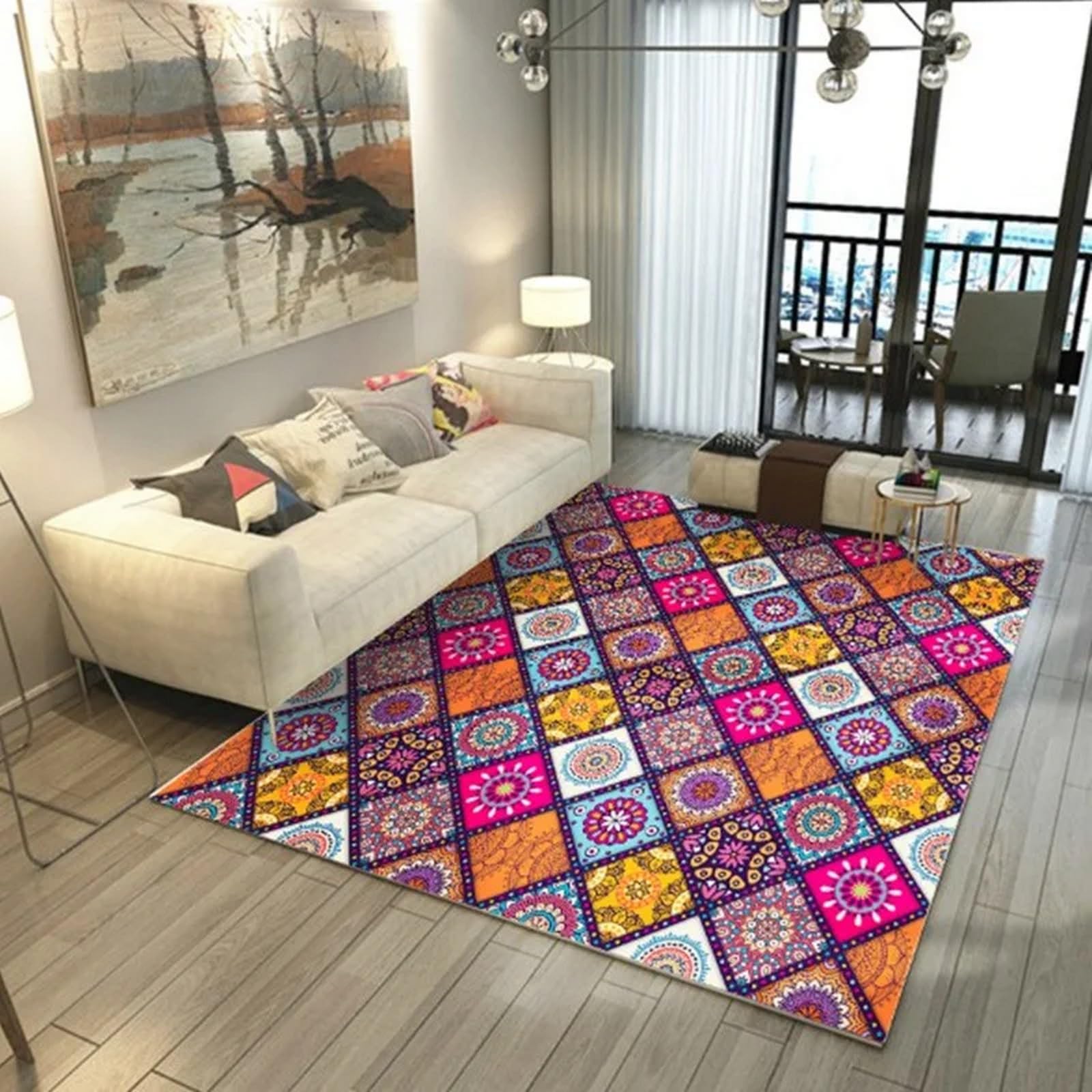 Tapis de salon 3D plante rose 100x150cm en flanelle douce pour chambre