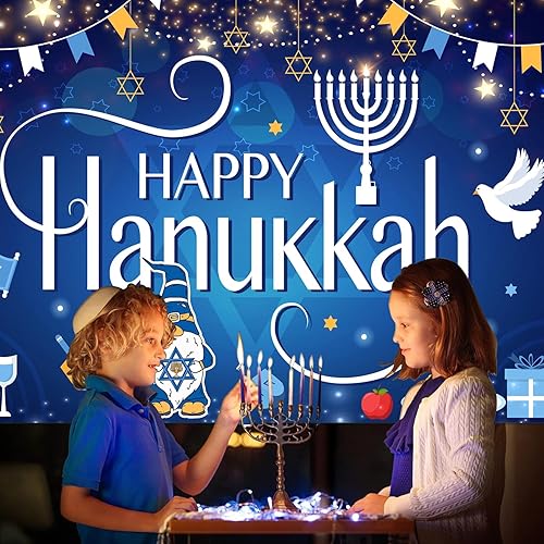 Miniatura 7 de Decoraciones de Hanukkah Happy Hanukkah, telón de fondo para fiesta de Janucá, pancarta de fondo para fotografía de Hanukkah, suministros de fiesta