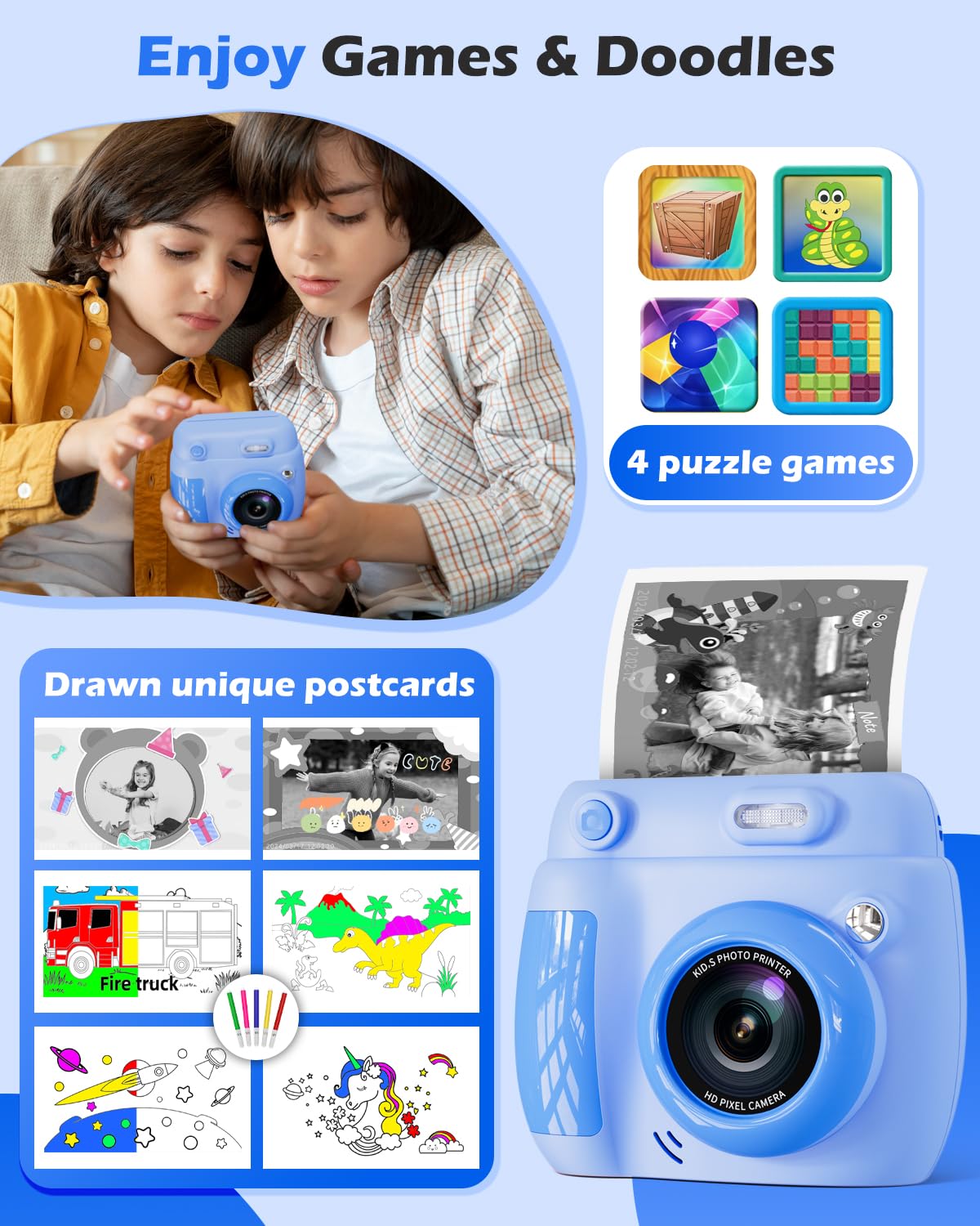 子供のHDカメラ用子供カメラインスタントプリントカメラサーマルフォト Amazon.co.jp: 子供用インスタントカメラリフィルプリント用紙5ロール