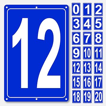 Numbered Sign 12, Aluminum Number Signs for Tennis Court, 12x8 inches Signage for Parking Lots and Public Spaces, Weatherproof and Easy to Install Metal Signs