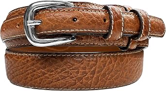 Western Ranger Leather Bison Belt Strap for Men Black,