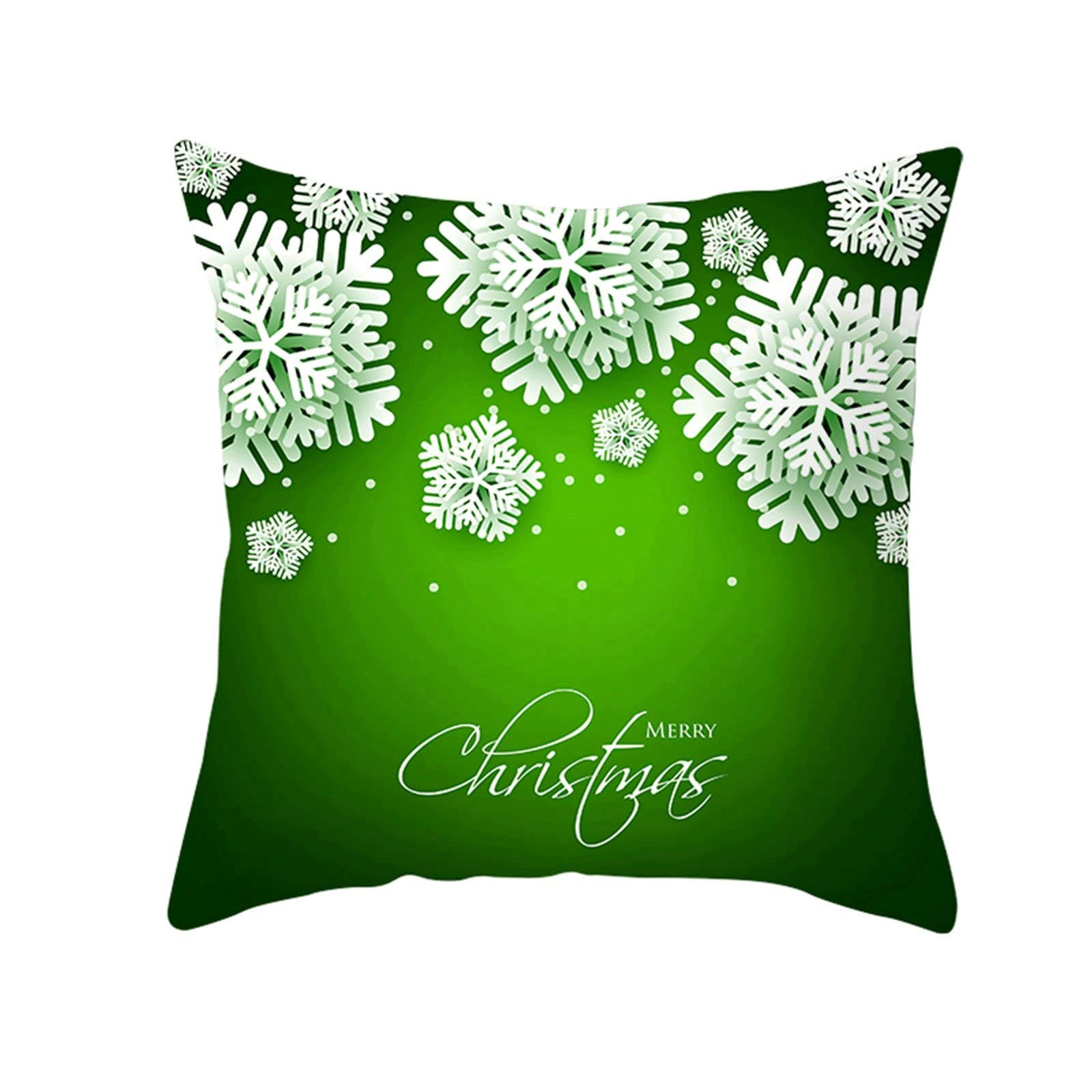 Aeici Pillows Cover Decorative, Snowflake Merry Christmas Throw Cushion Covers 40x40cm Pillows Covers for Christmas Green
