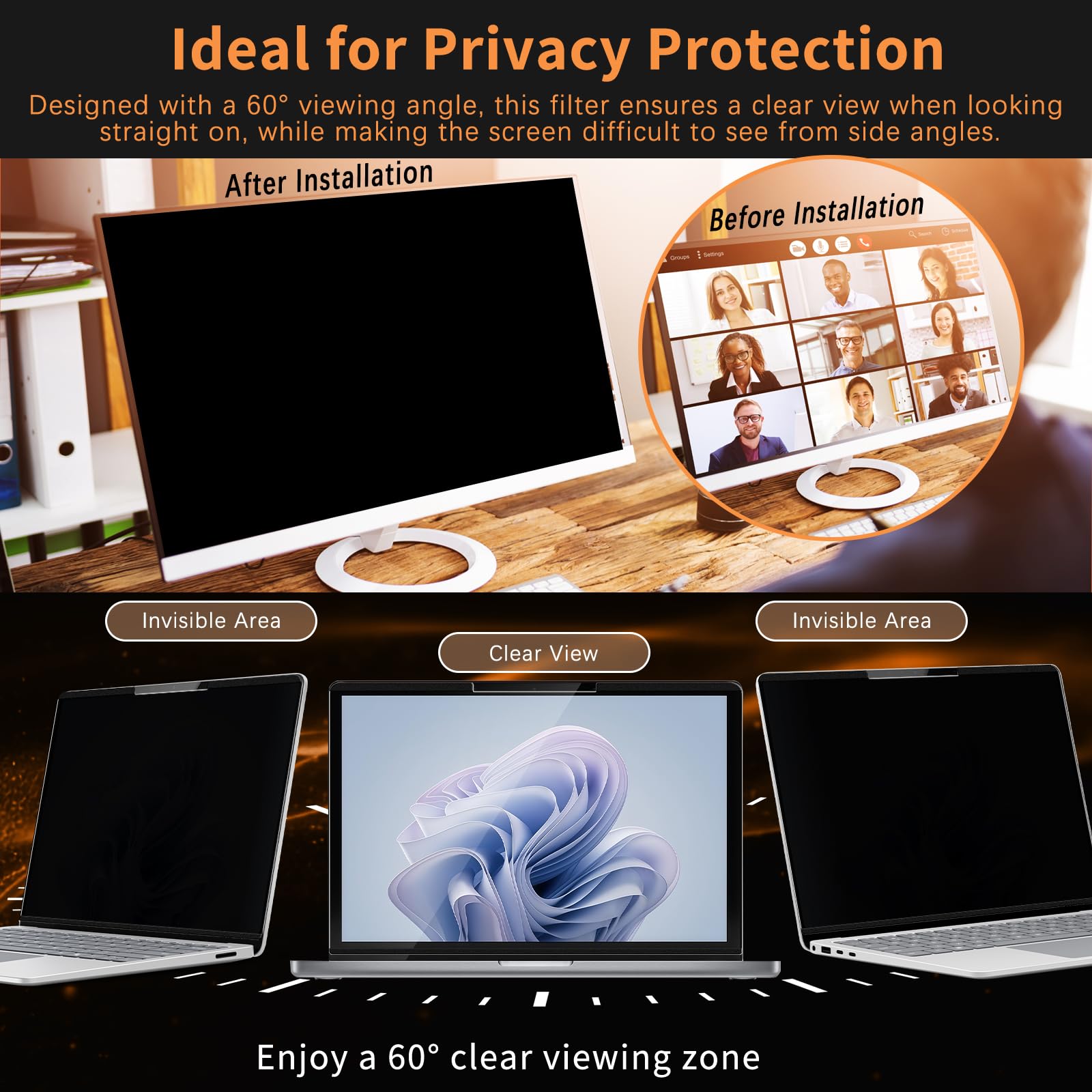 Magnético Filtro de Pantalla de Privacidad para 13.5 pulgadas Surface Laptop 6/5/4/3/2/1, Antiluz Azul Antirreflejos Anti UV, Extraíble Privacy de Protector Pantalla para Surface 13,5"
