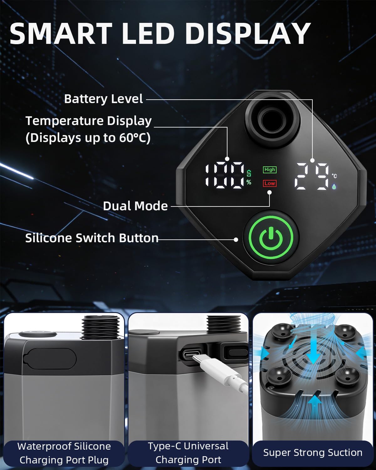 Douche portable améliorée 2026 avec chauffage pour camping, pompe de douche rechargeable de 6000 mAh avec écran LED, 3 modes de pulvérisation, seau pliable de 15,7 l, douche extérieure pour voyage