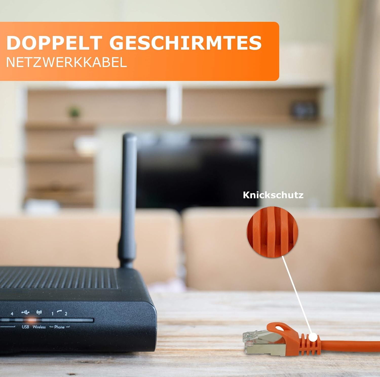 1aTTack.de 15m - Orange - 1 Piece - CAT.7 - Network Cable Patchcable Lancable Ethernet - 10GBASE-T - 10000 Mbps - CAT7 S-FTP Double Shielded PIMF 600MHz Compatible with CAT5 CAT6 CAT6a CAT8