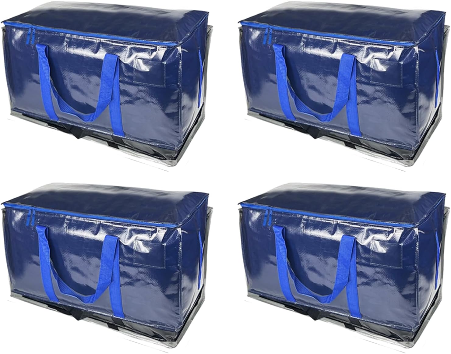 Pack of 4 Reinforced Storage Sacks with Long Pulls and Back Belts for Safe Transport of Belongings Flexible Use in Organizing Multiple Purpose Storage