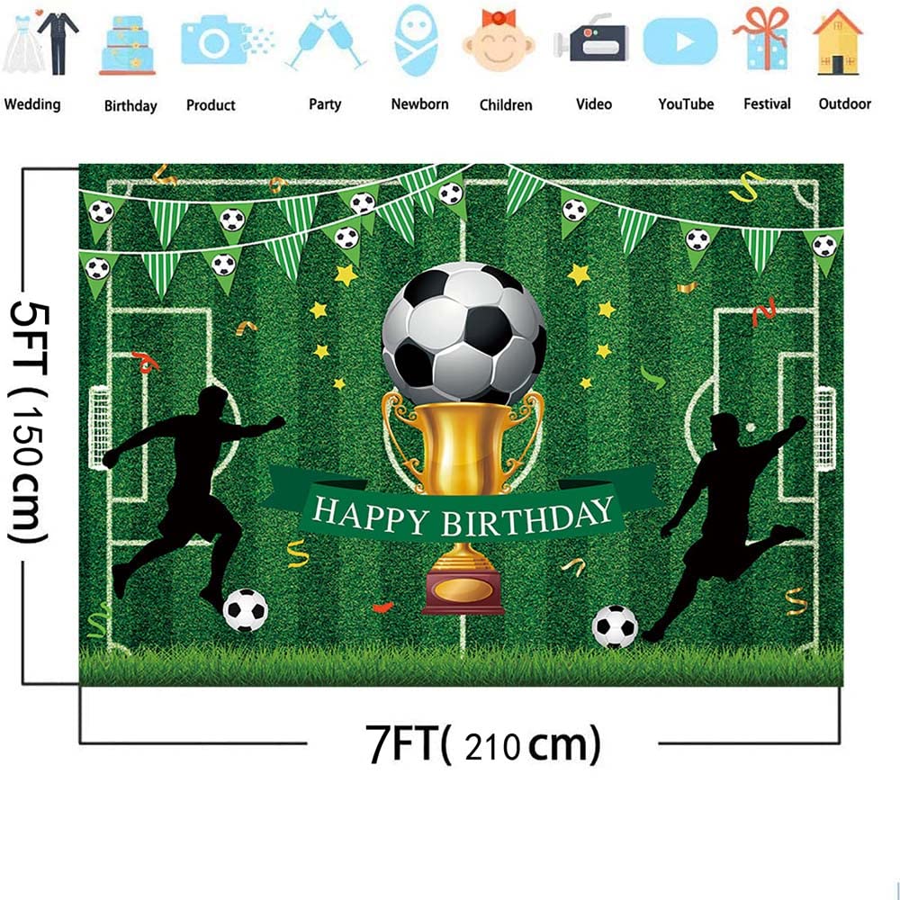 Fußball Geburtstag Banner – 210x150cm, Vinyl, Für Fotohintergrund & Partydekoration